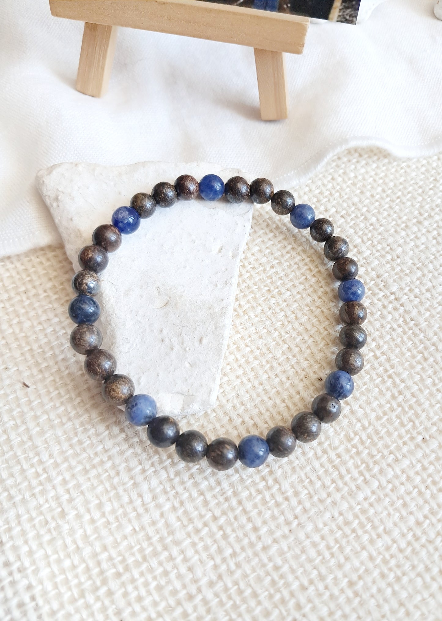 Bracelet inspiré d'un casque de Samouraï bronzite et sodalite