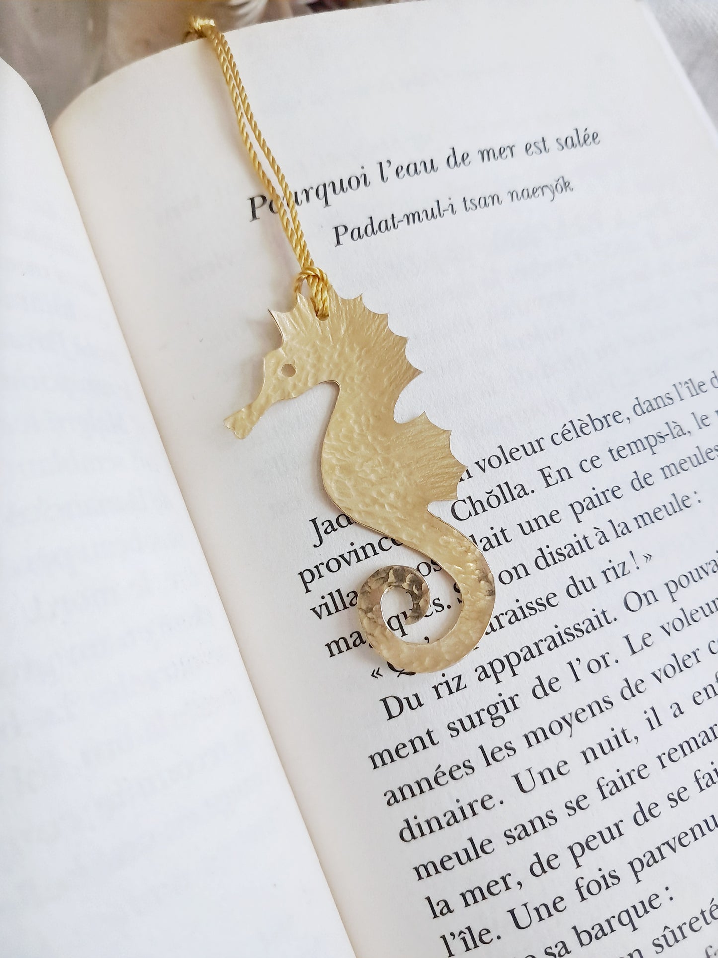 Marque-pages hippocampe en laiton