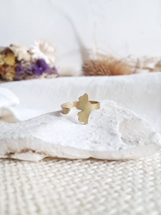 Bague ginkgo en laiton 