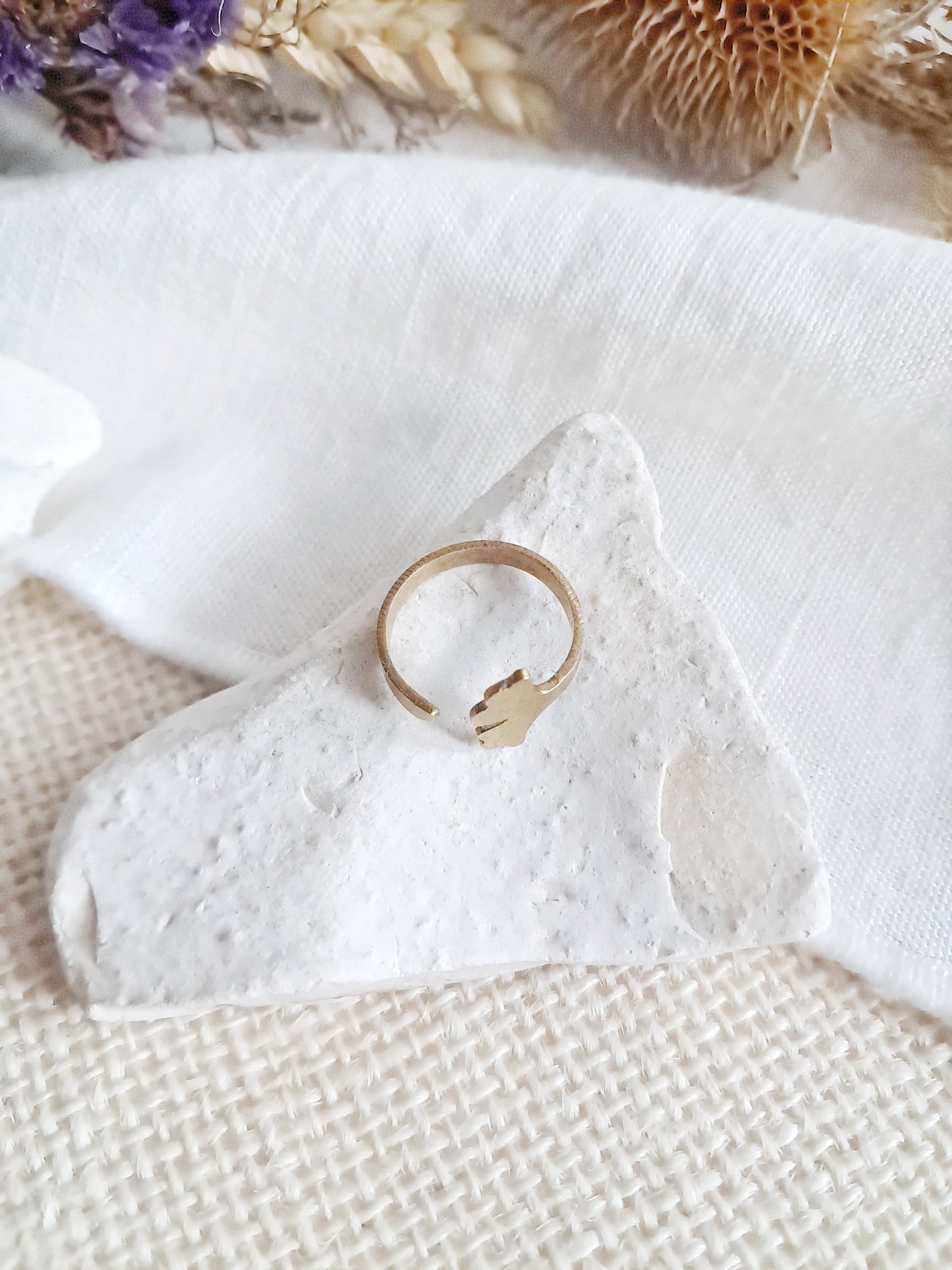 Bague ginkgo en laiton