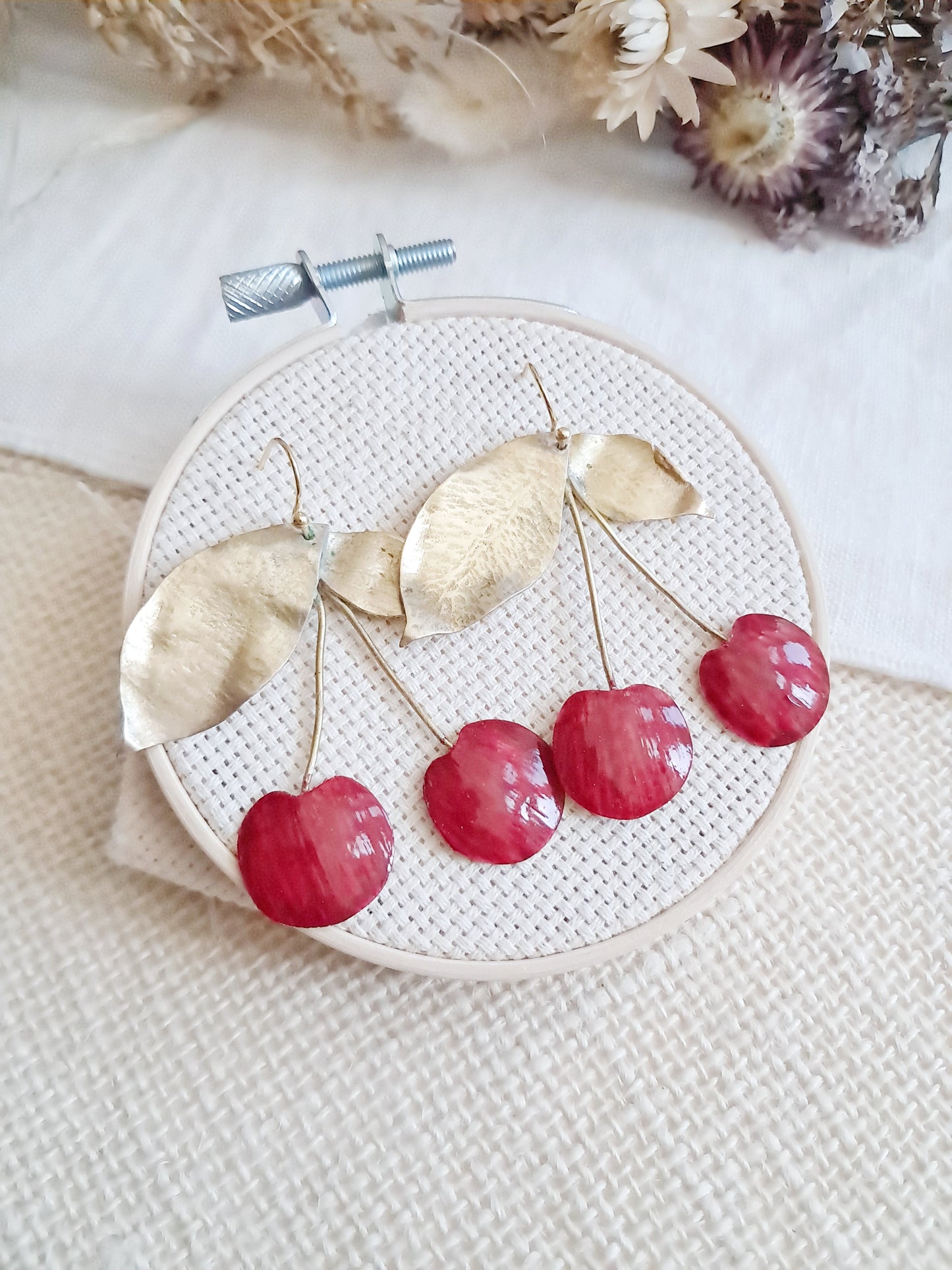 Boucles d'oreilles cerises en laiton