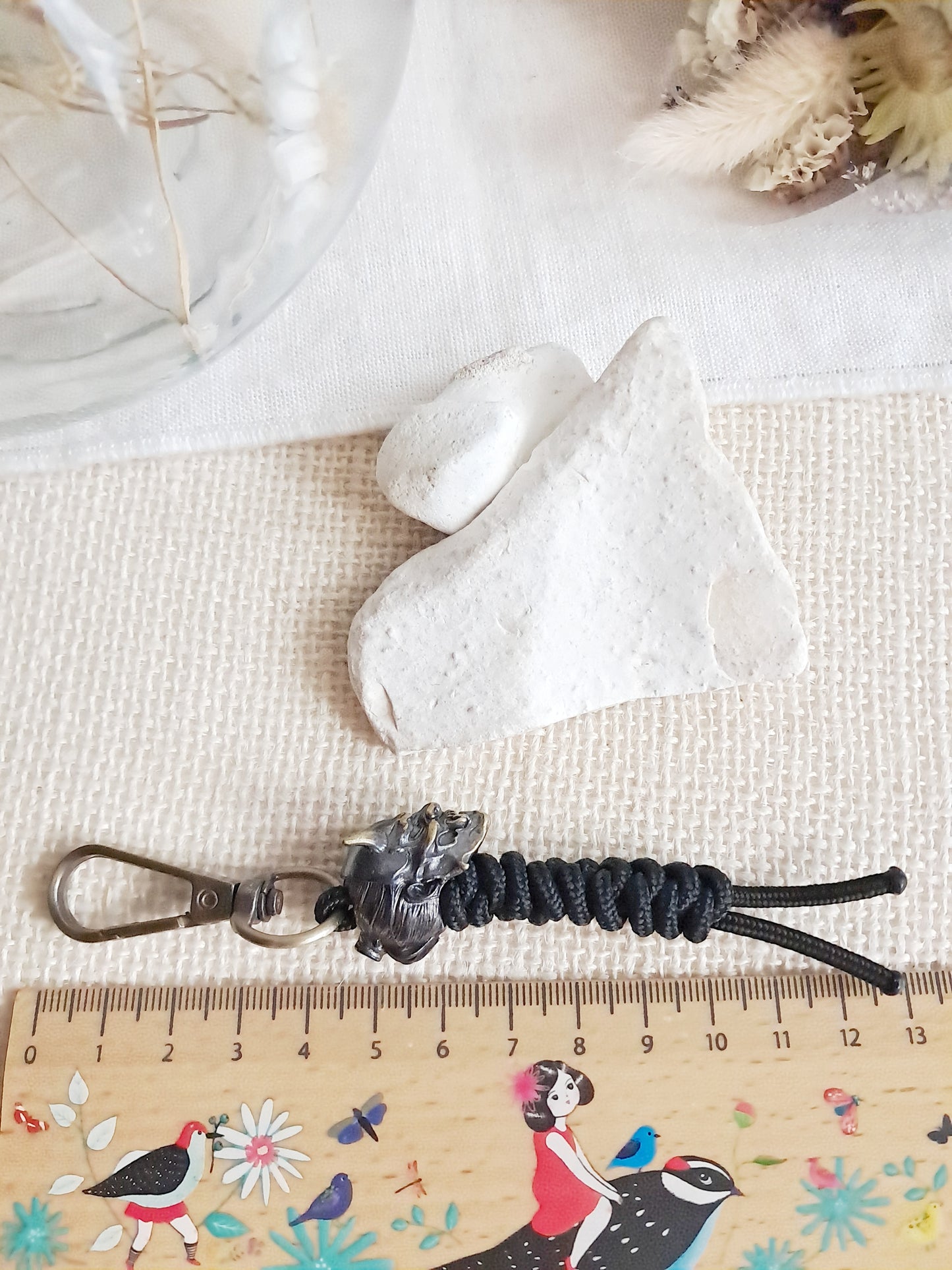 Porte-clés hibou samouraï en laiton