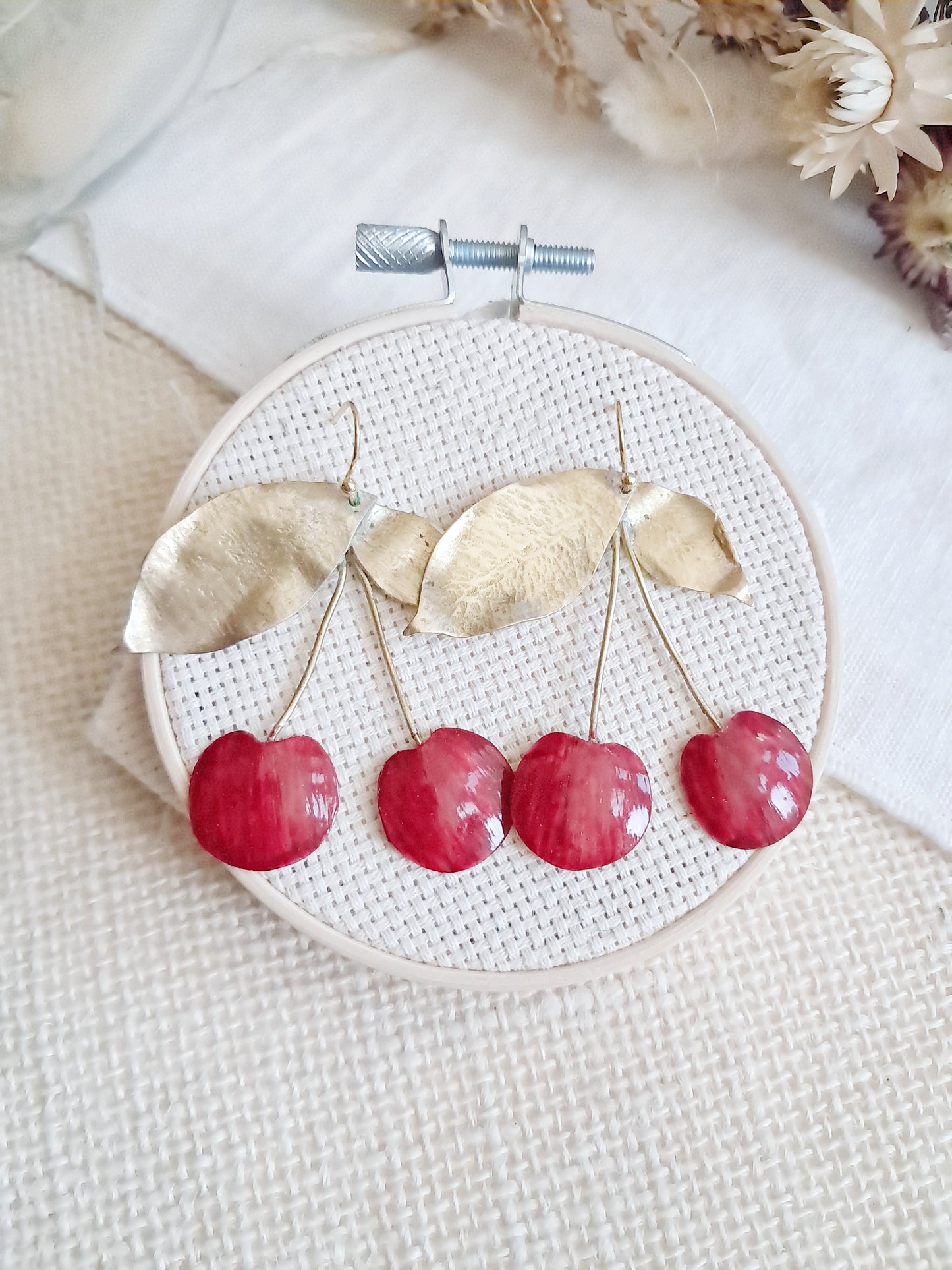 Boucles d'oreilles cerises en laiton