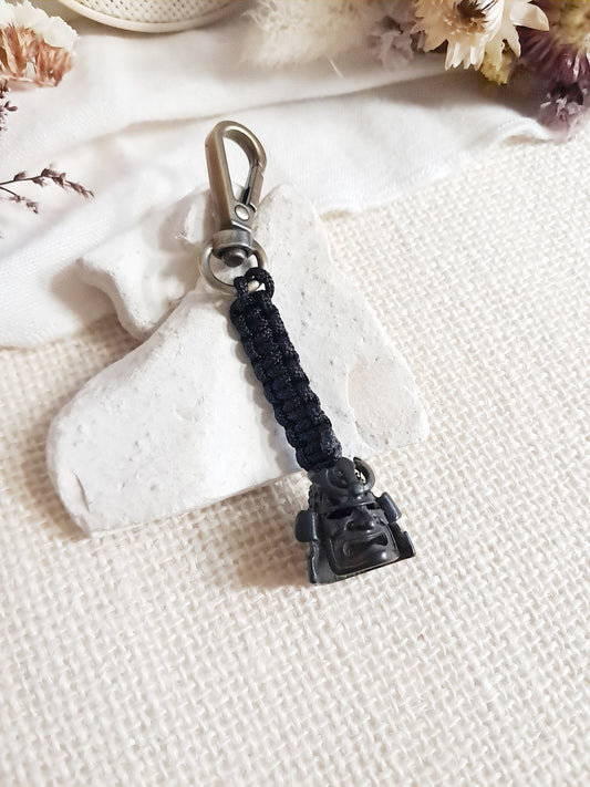 Porte-clés masque de samouraï japonais noir en laiton