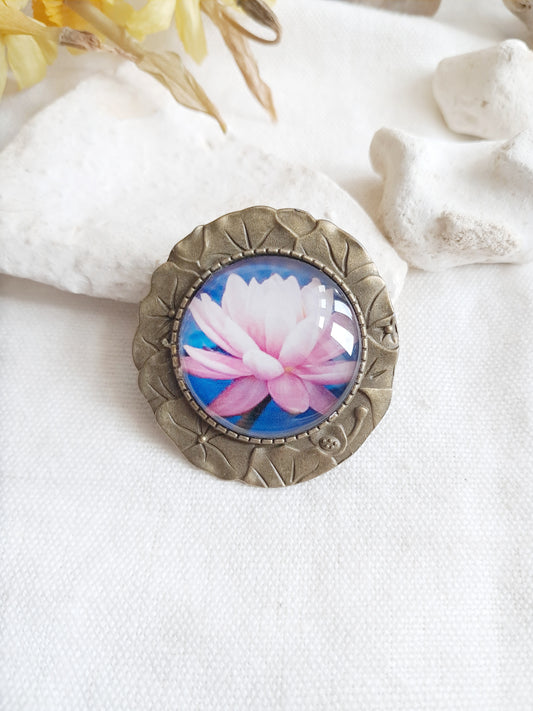 Broche nénuphars et fleur de lotus