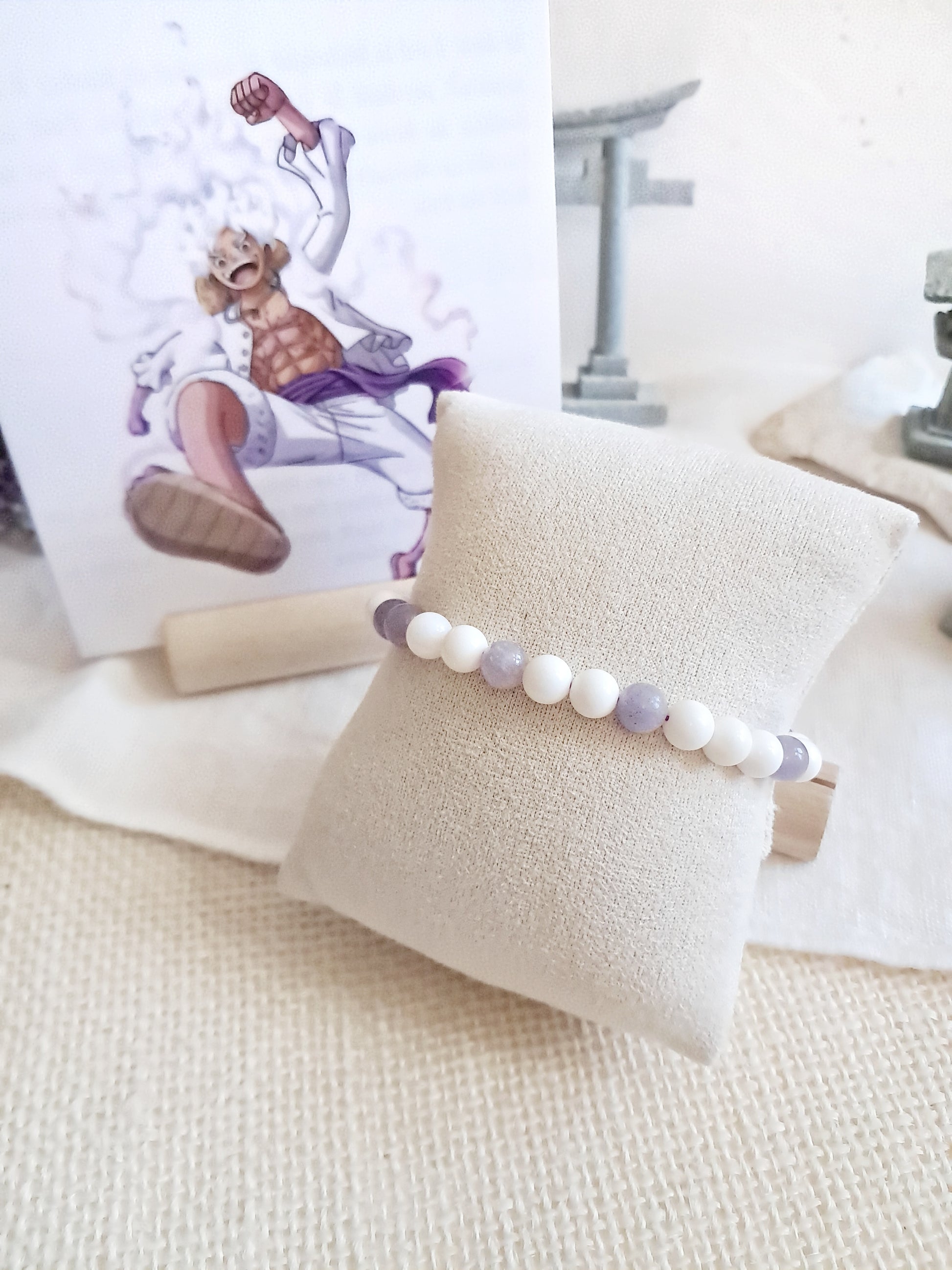 Bracelet Luffy Gear 5 en mica et tridacna