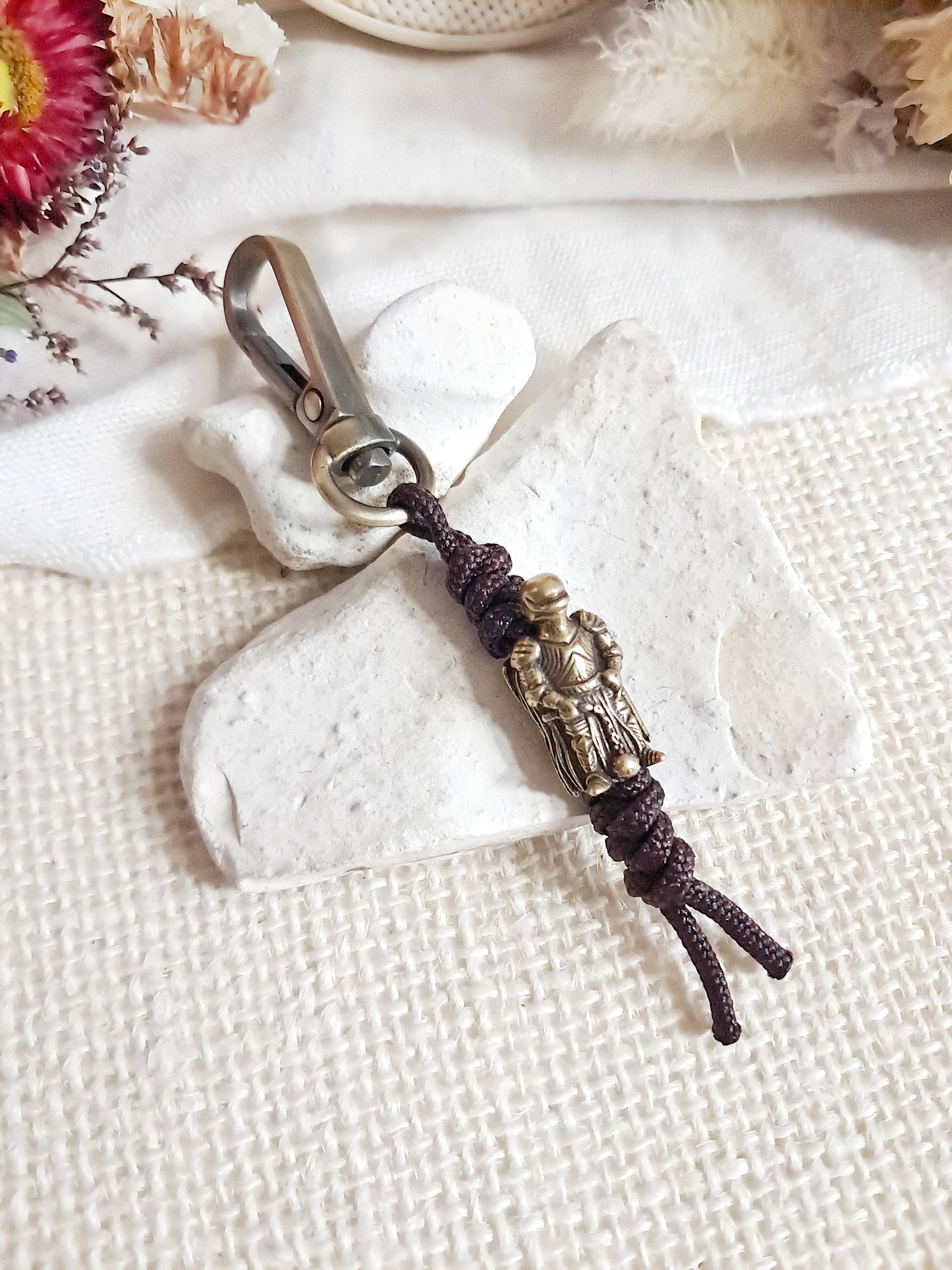 Porte-clés chevalier en armure en laiton