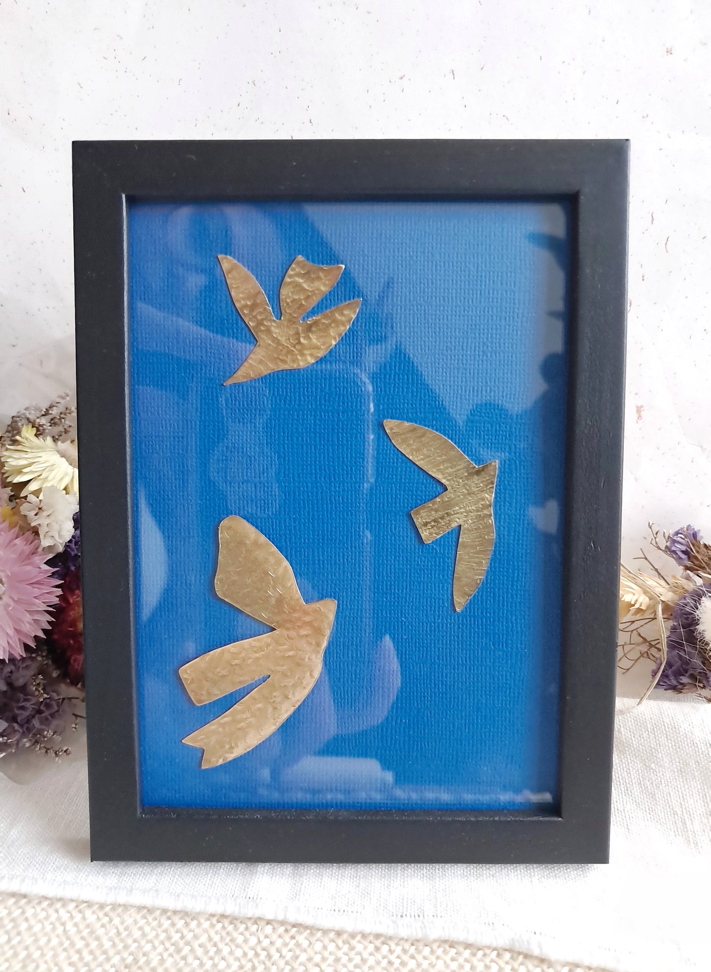 Cadre décoratif oiseaux inspirés de Matisse en laiton