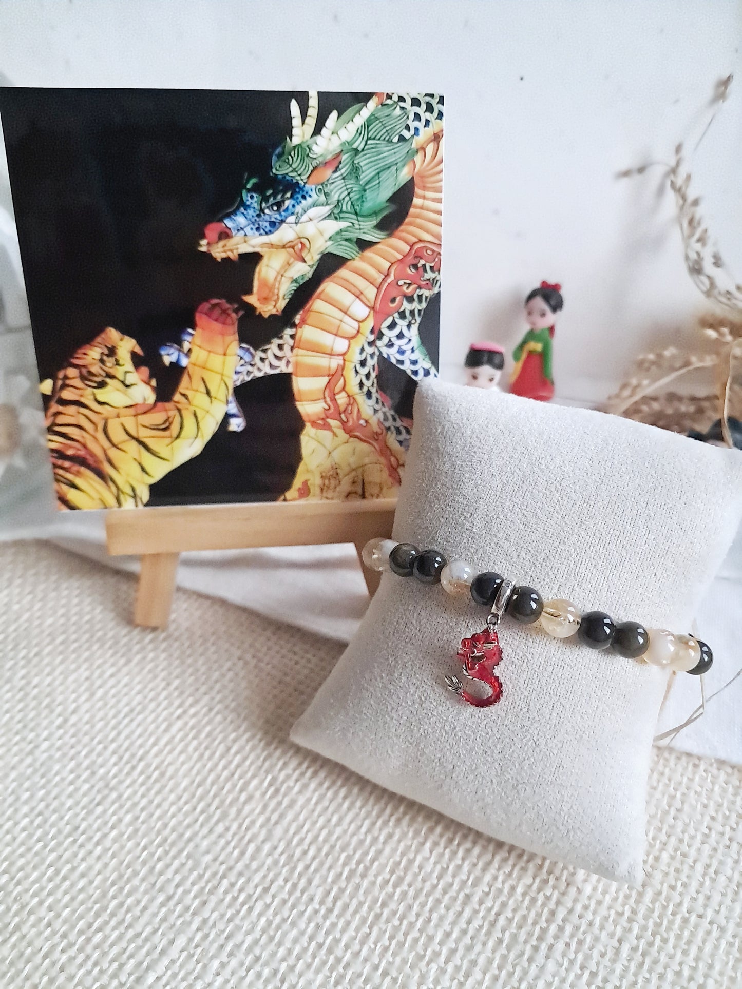 Bracelet dragon avec sa breloque en argent 925