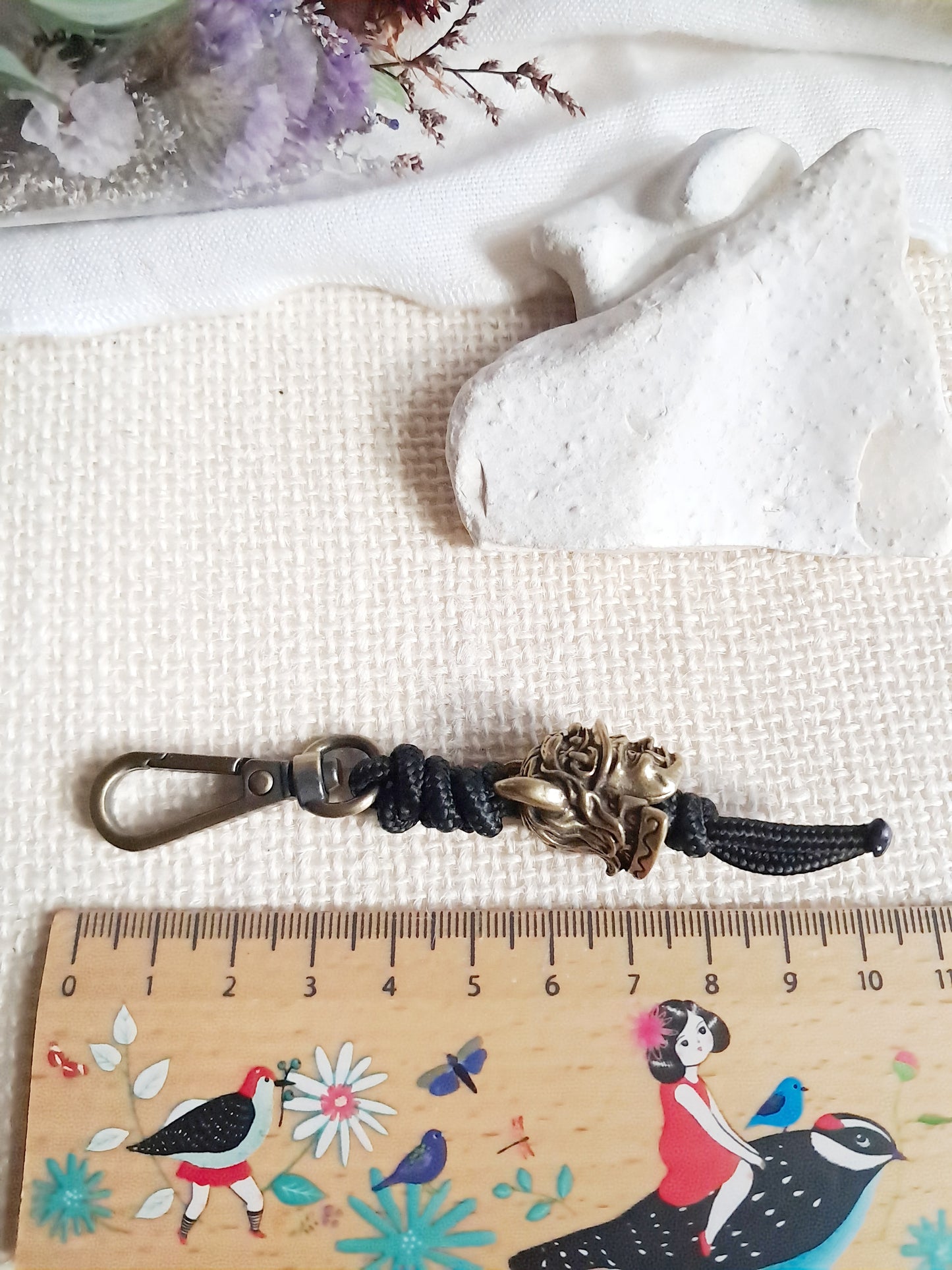 Porte-clés masque de samouraï japonais en laiton