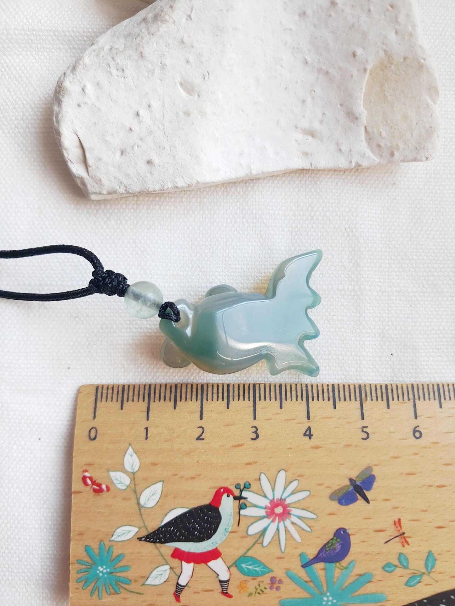 Collier poisson en agate verte