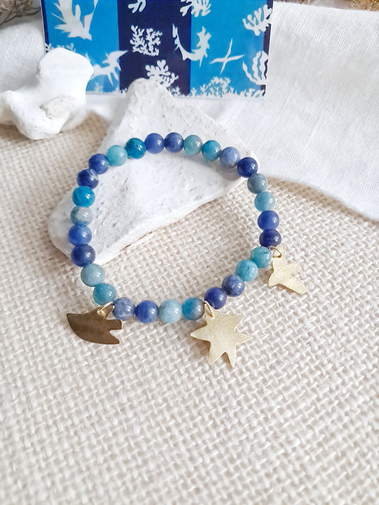Bracelet Matisse en laiton, apatite et sodalite