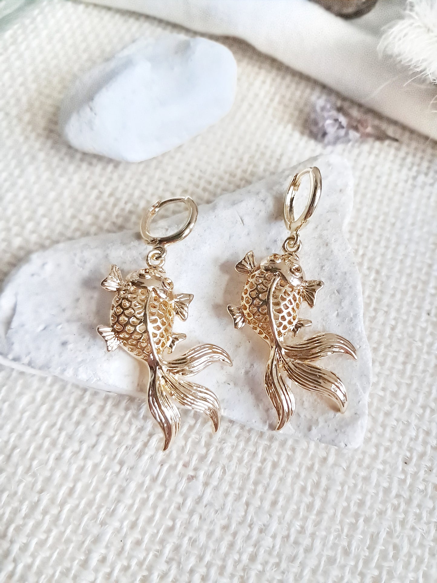 Boucles d'oreilles créoles clips carpes koï