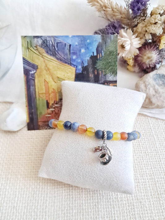 Bracelet breloque inspiré de "Terrasse du café le soir" de Vincent Van Gogh