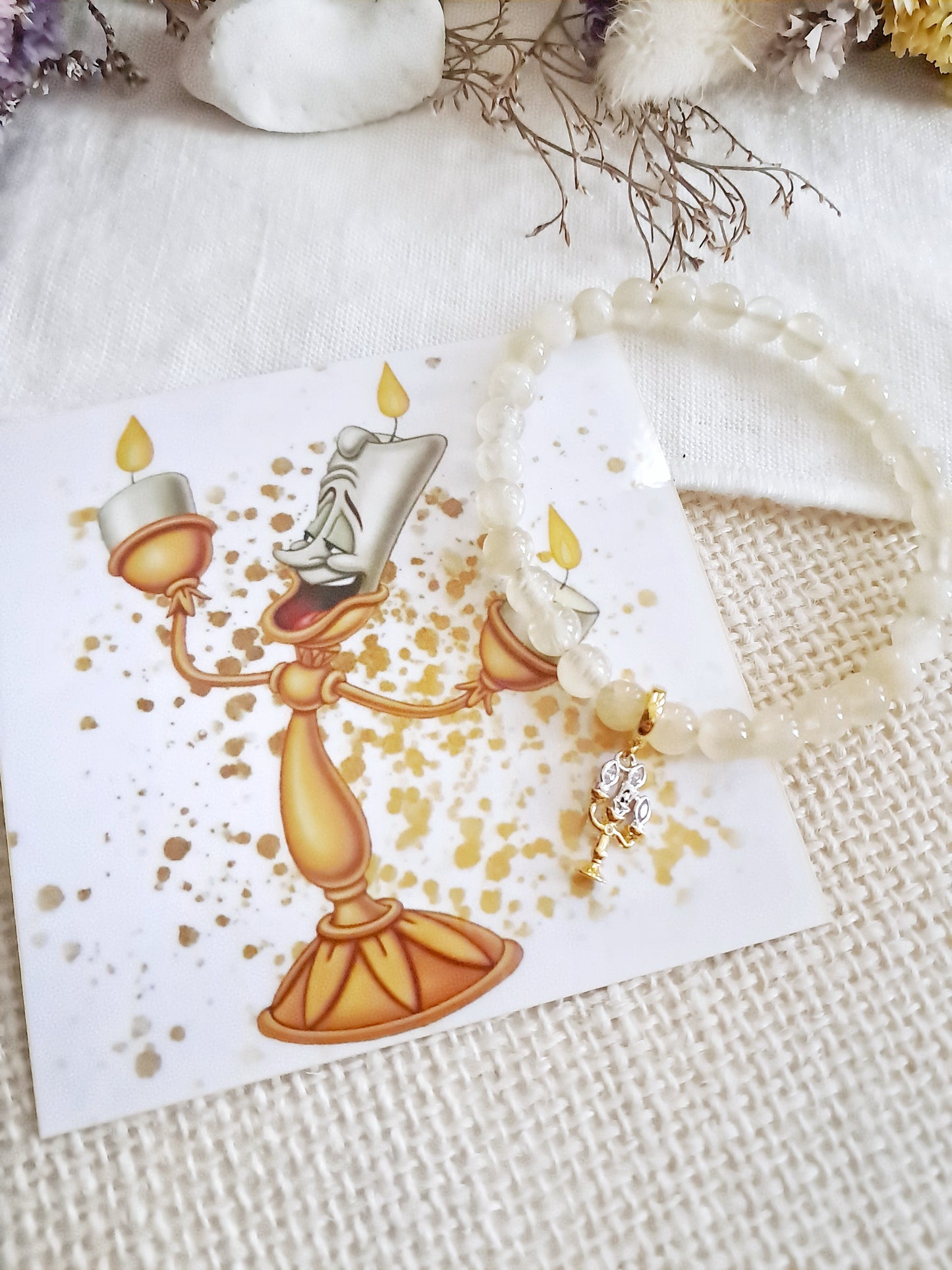 Bracelet Disney Lumière de la belle et la bête avec sa breloque en argent 925