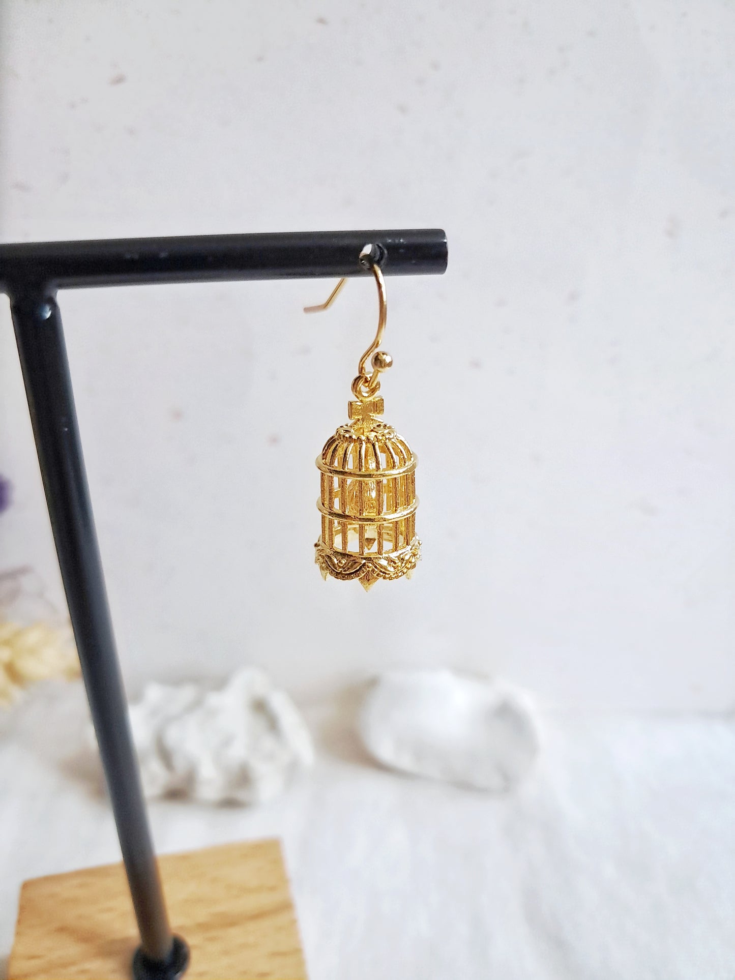 Boucles d'oreilles oiseau en cage