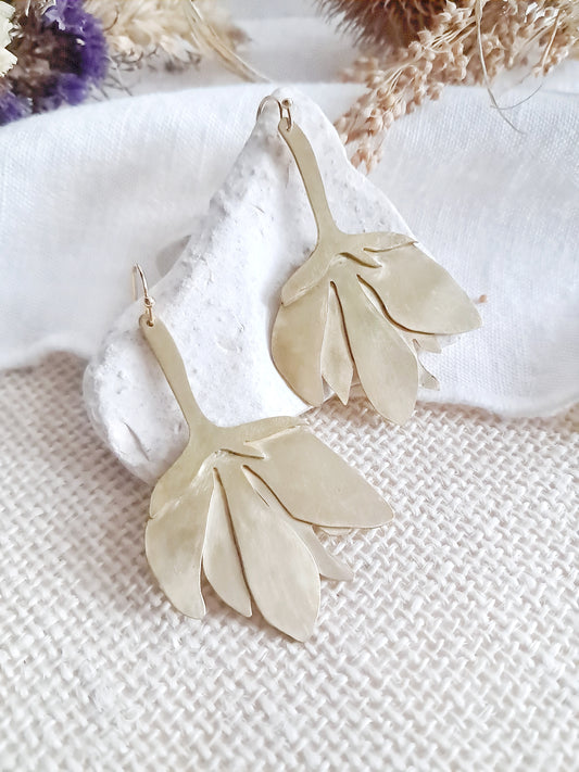 Boucles d'oreilles fleurs en laiton