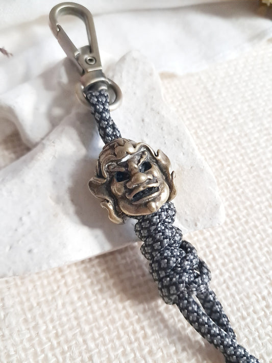 Porte-clés masque de samouraï japonais en laiton