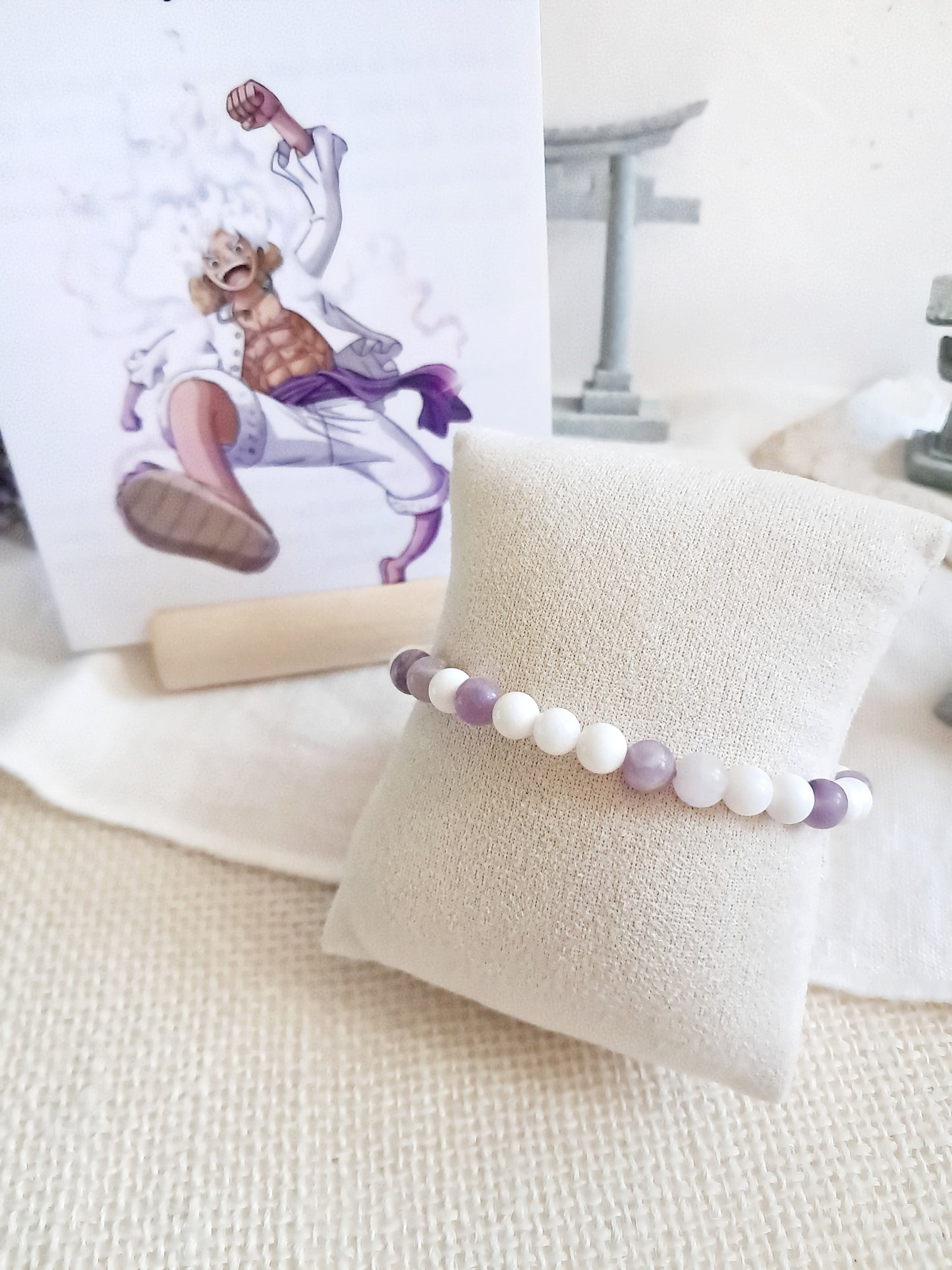 Bracelet Luffy Gear 5 (Lépidolite)