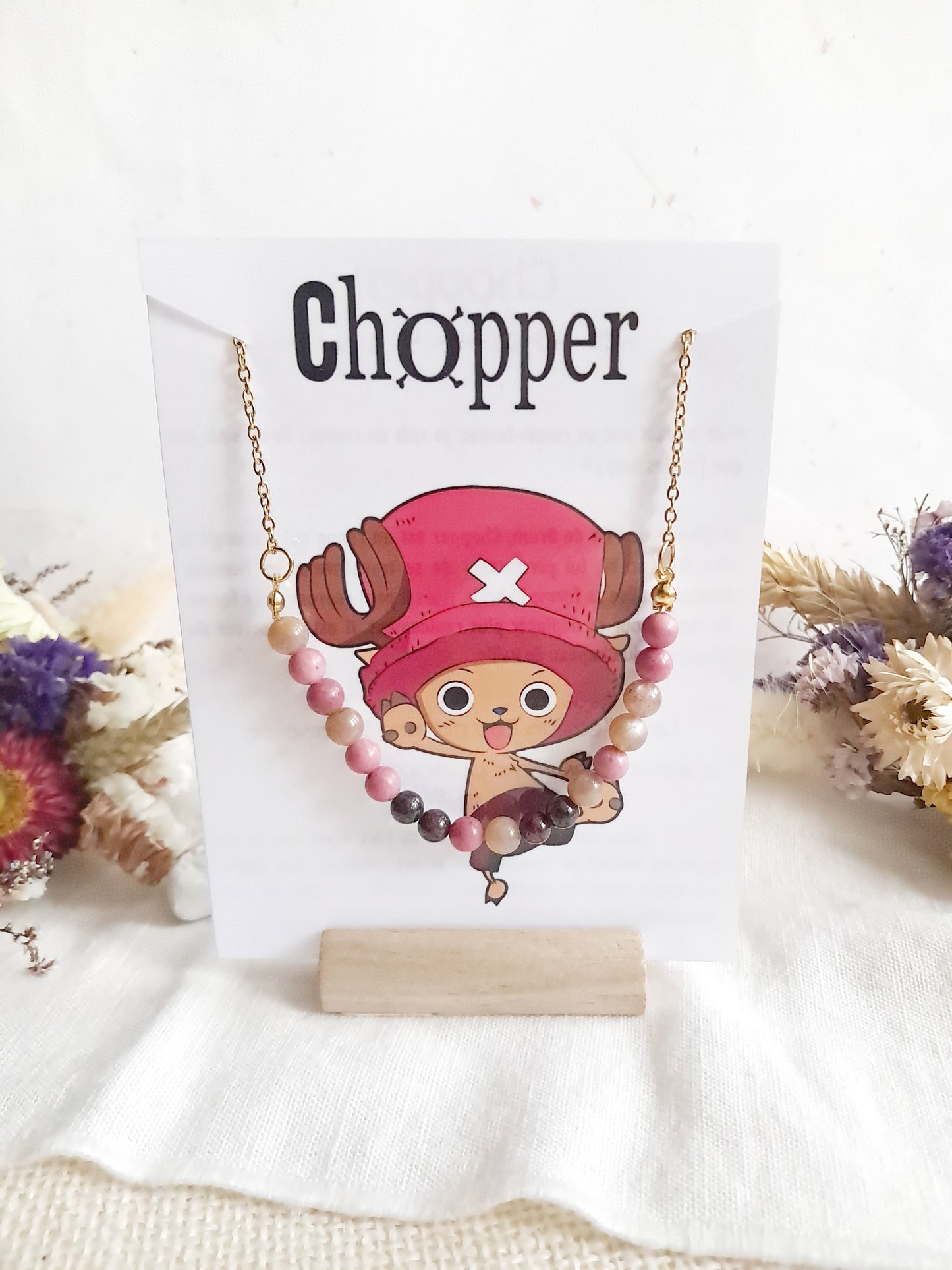 Collier Chopper en acier inoxydable et pierres naturelles