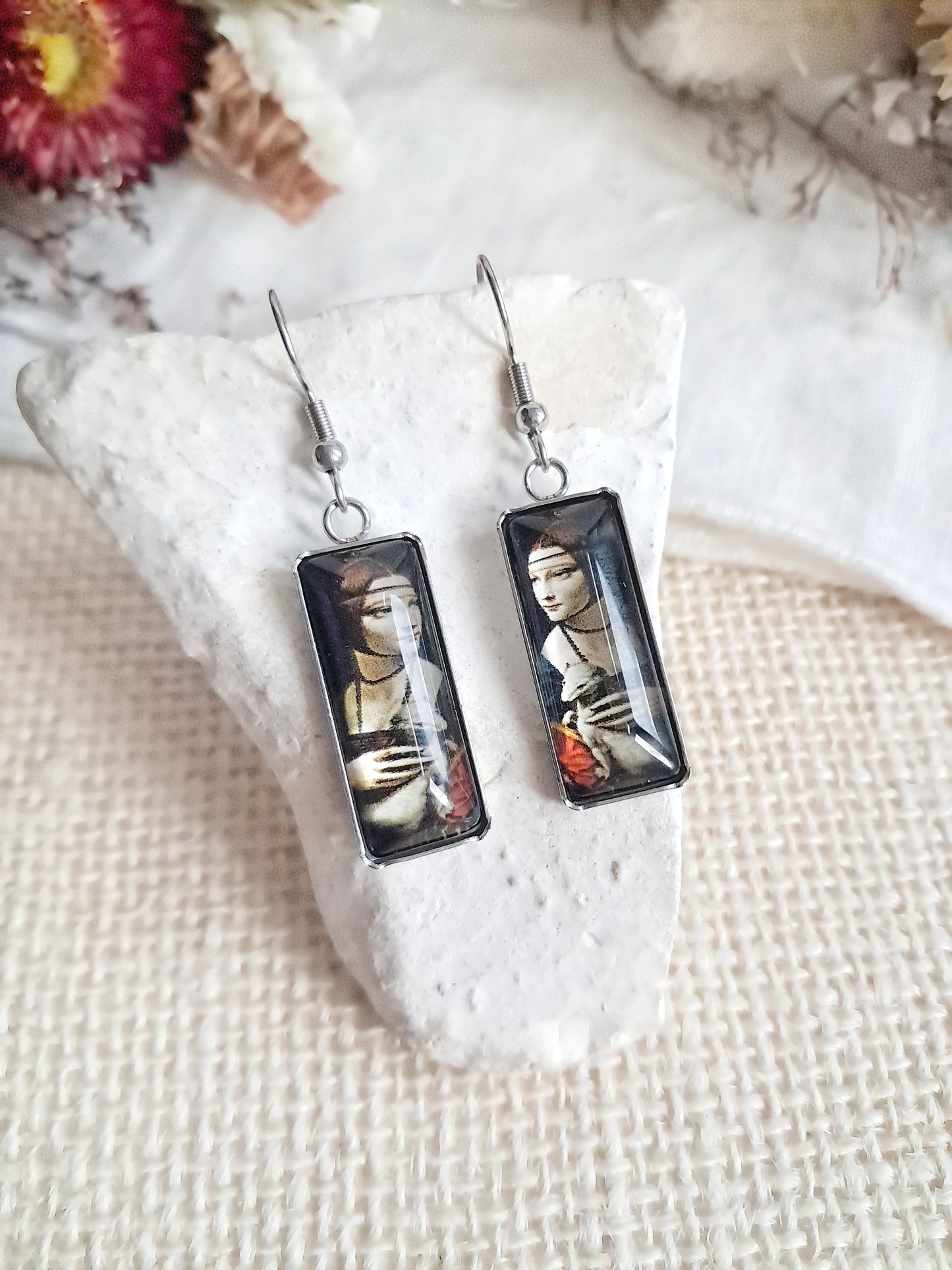 Boucles d'oreilles La Dame à l'hermine de Léonard de Vinci