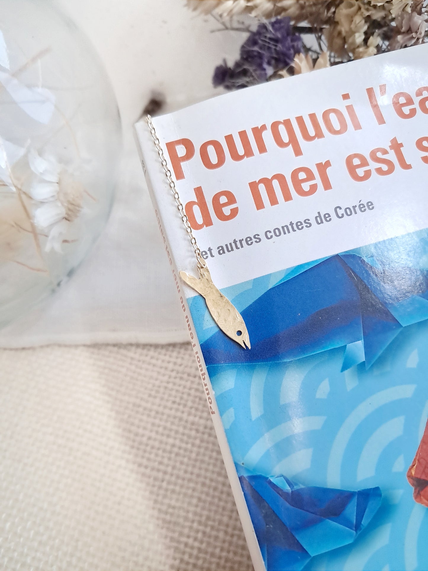 Marque-pages phoque et poisson en laiton