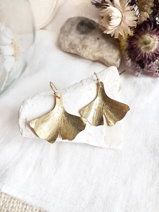 Boucles d'oreilles feuilles de ginkgo