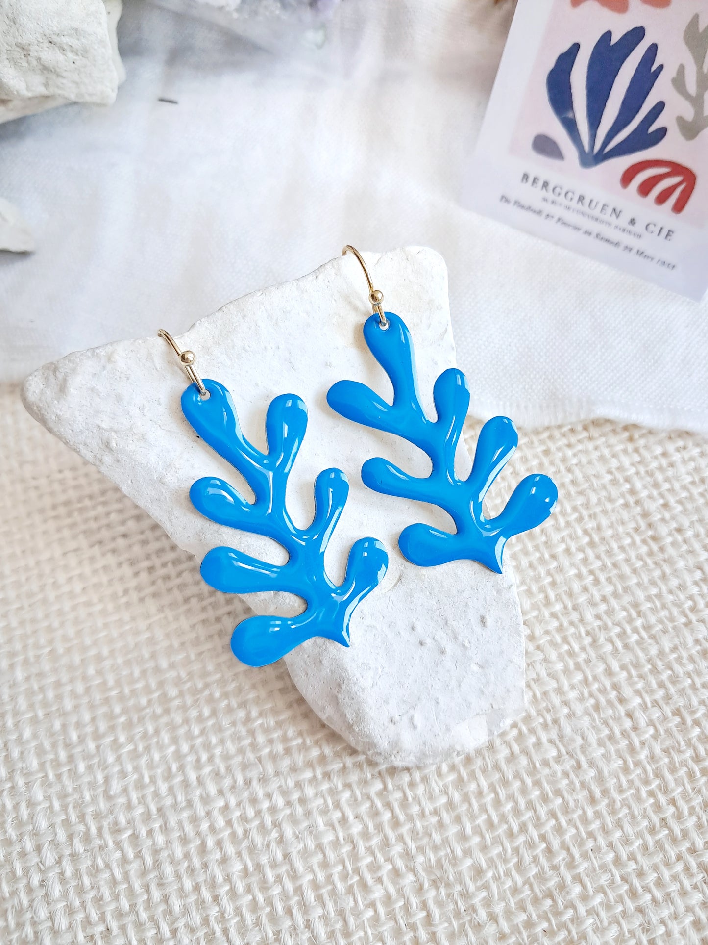 Boucles d'oreilles algues bleues inspiration Matisse
