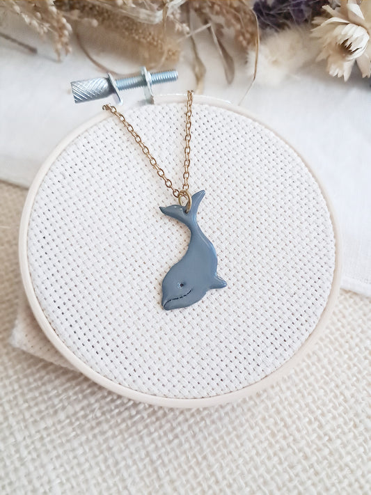Collier baleine grise en laiton