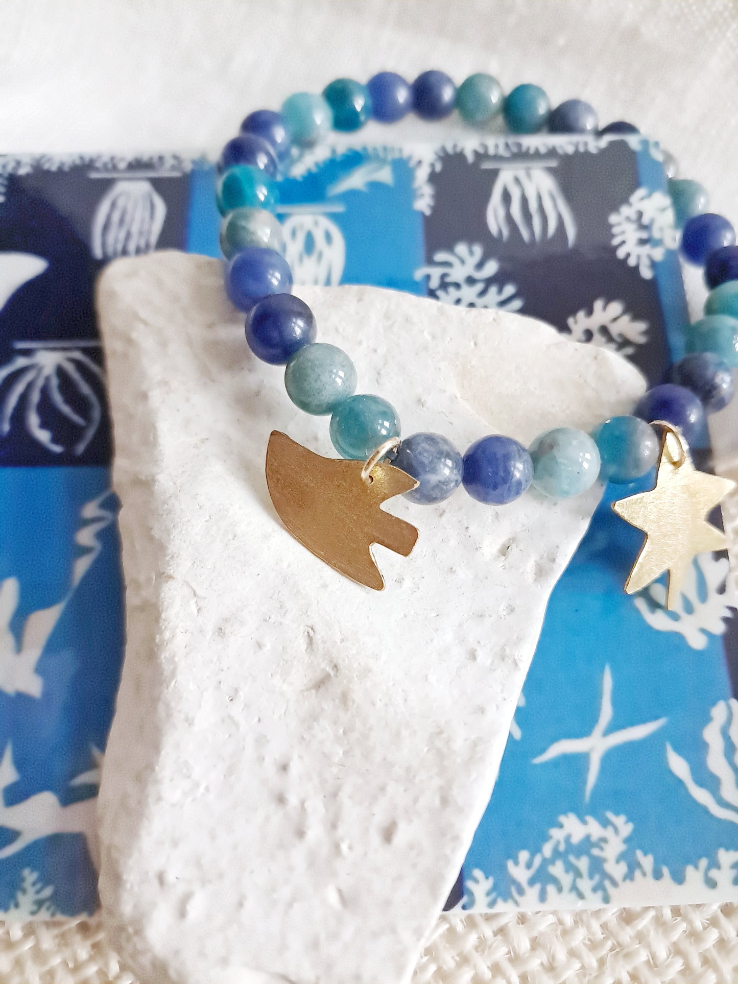 Bracelet Matisse en laiton, apatite et sodalite