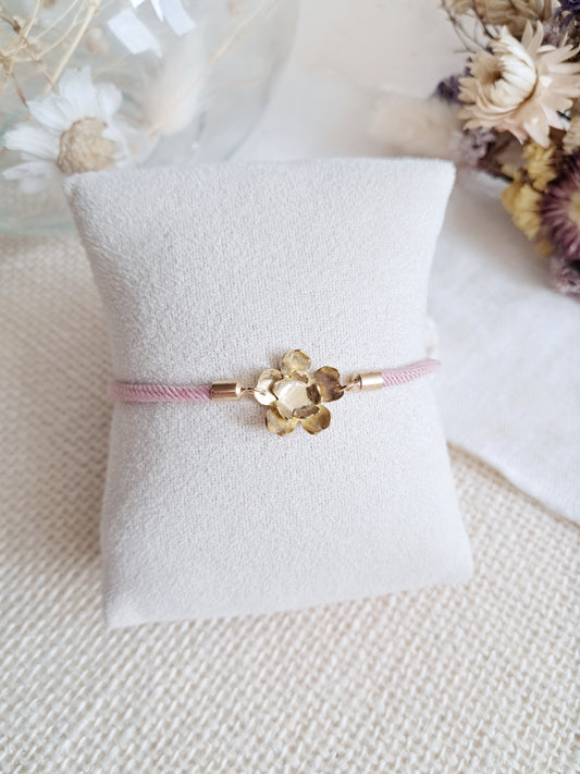 Bracelet ajustable fleur de cerisier en laiton 