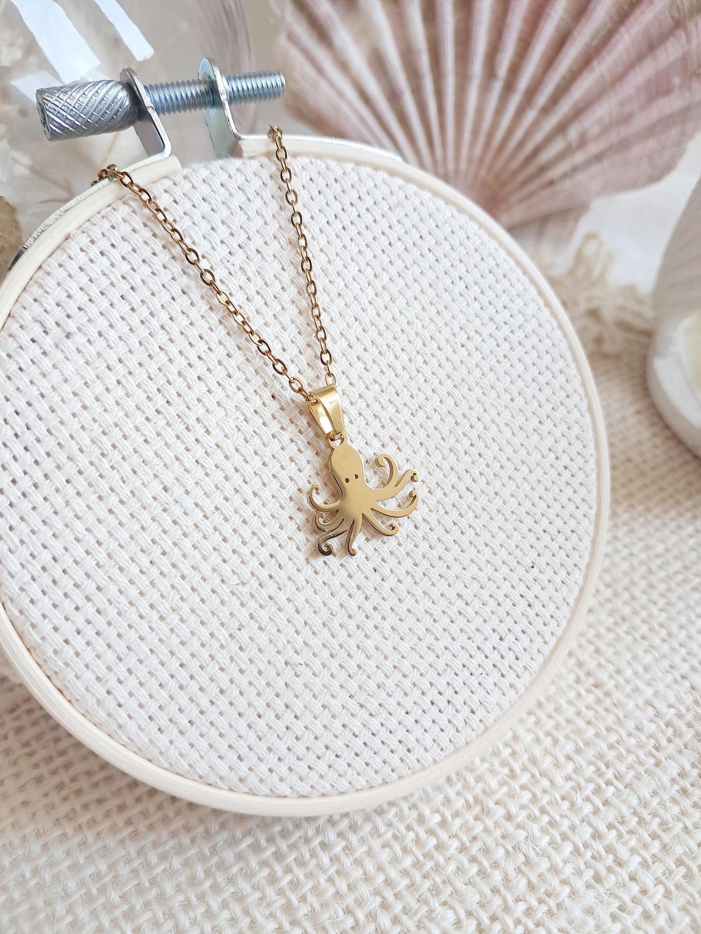 Collier pendentif pieuvre en acier inoxydable