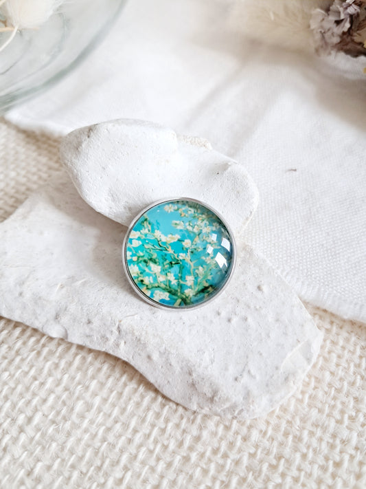 Broche cabochon "Amandier en fleurs" de Van Gogh