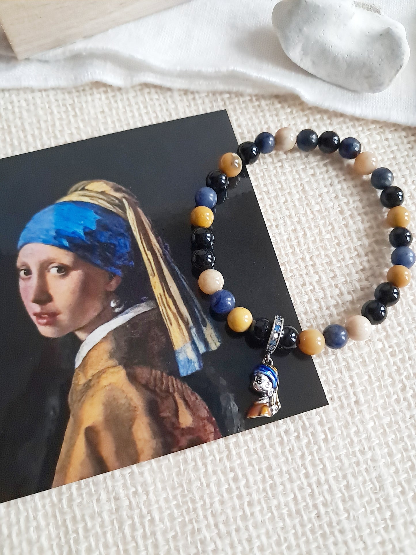 Bracelet inspired by the work “The Girl with a Pearl Earring” by Johannes Vermeer 