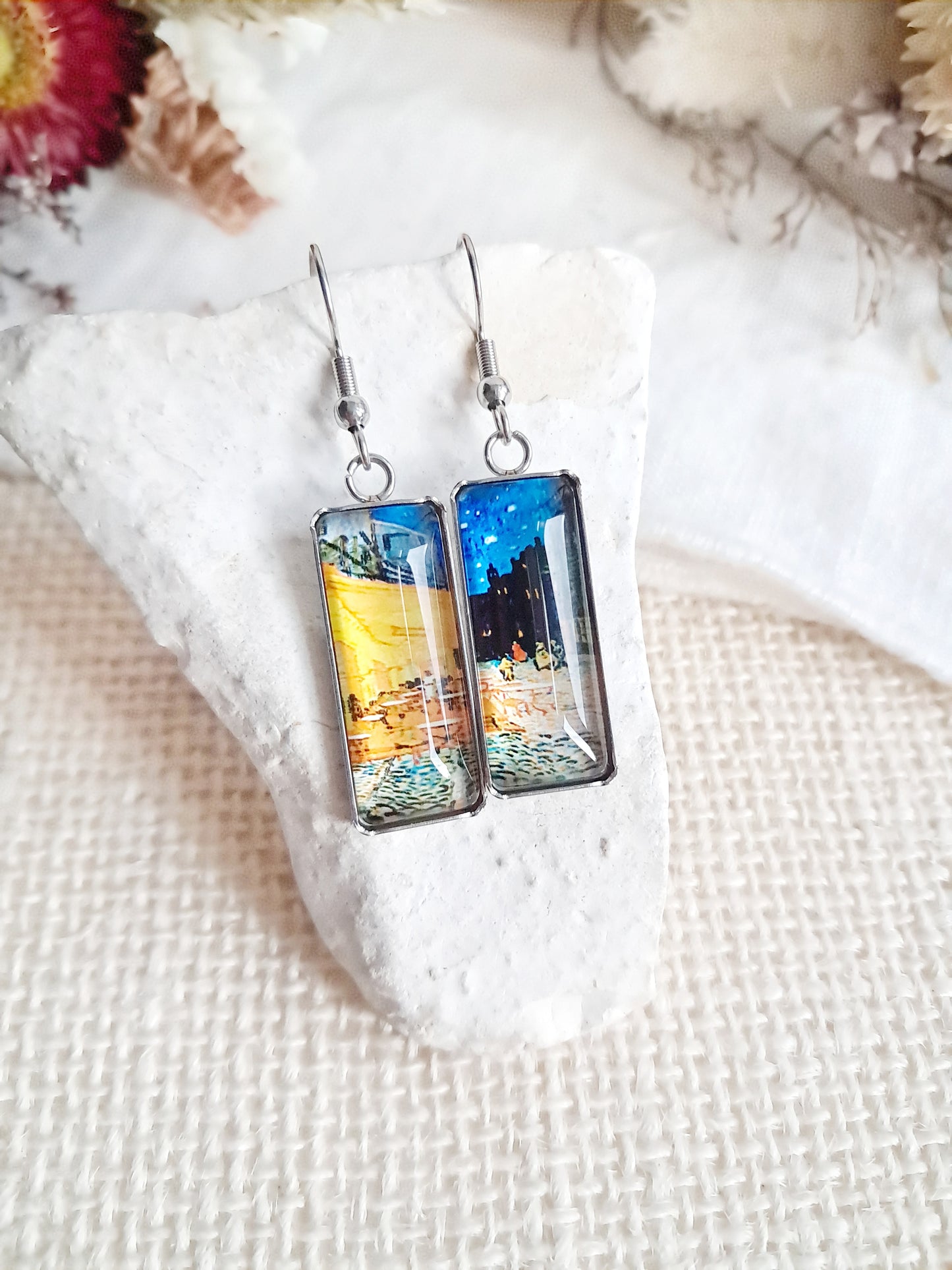 Boucles d'oreilles "Terrasse du café le soir" de Van Gogh