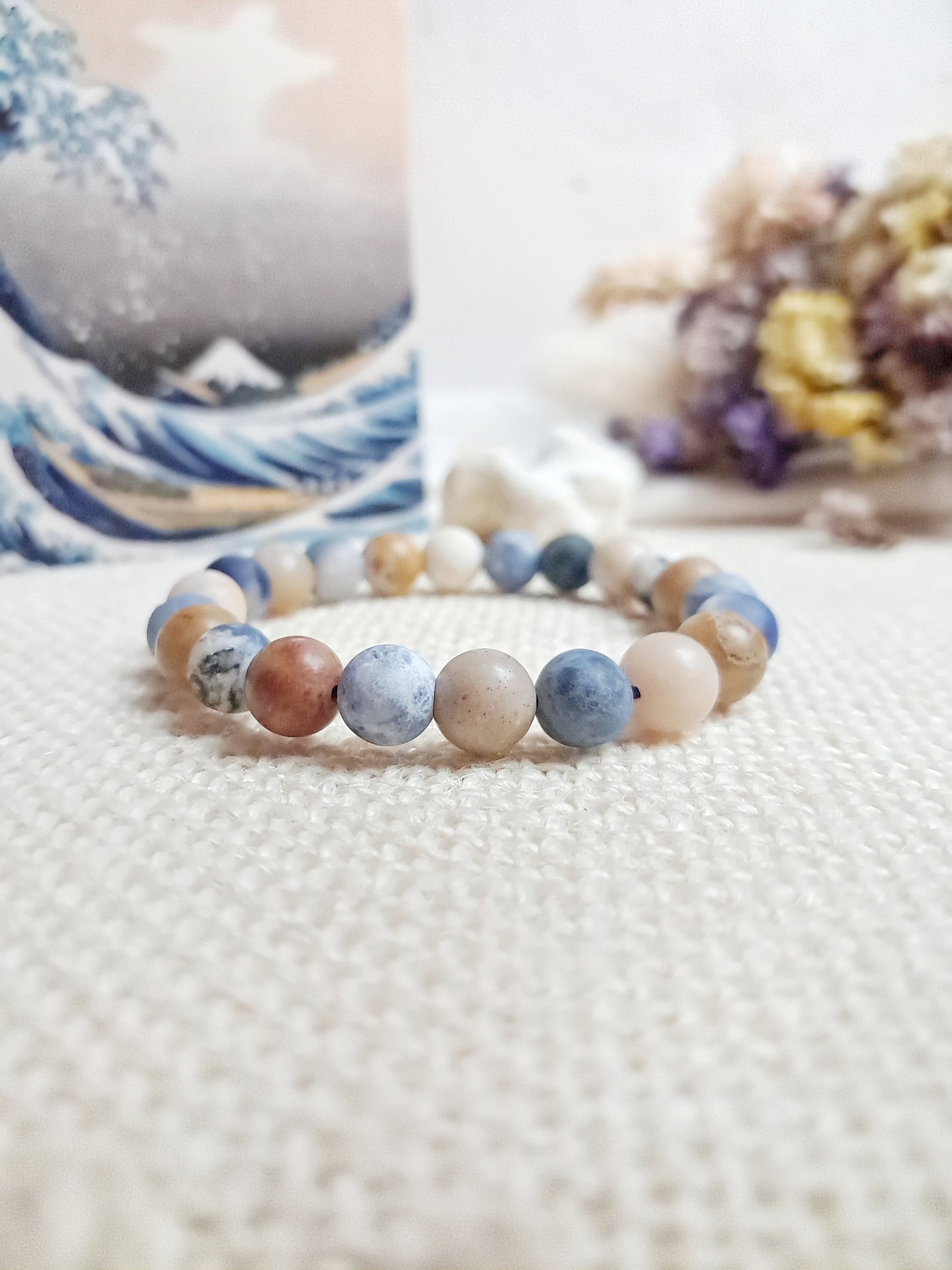 Bracelet inspiré de "La Grande Vague de Kanagawa" d'Hokusai 8mm - exposition Nantes 2025