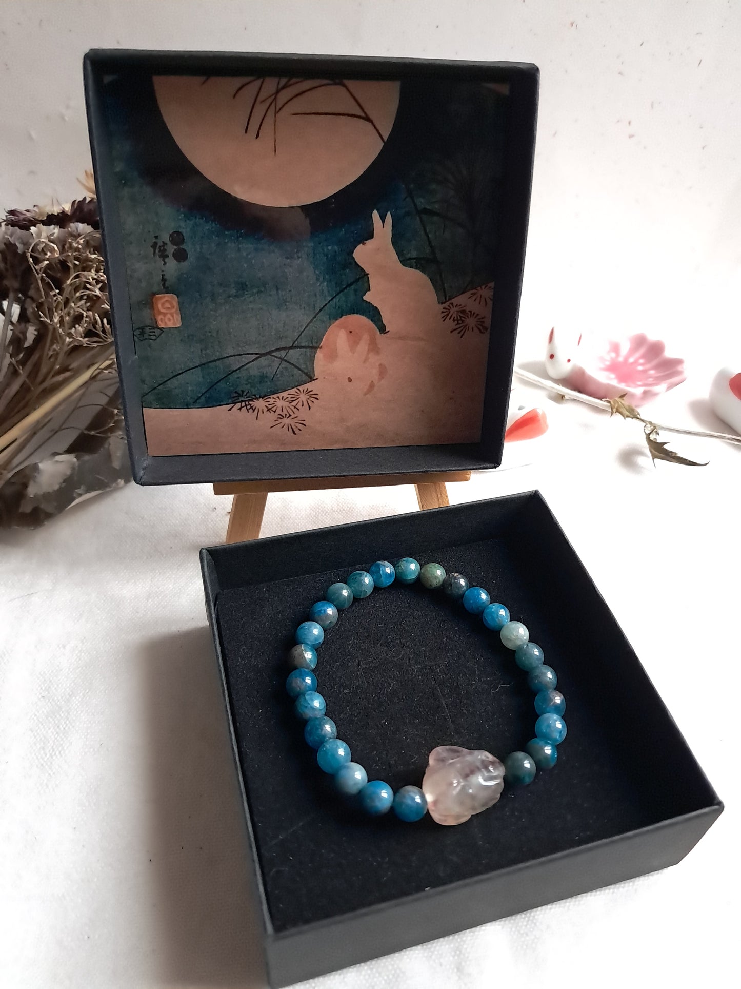 Bracelet inspiré de l'estampe "Lièvre sous la lune d'automne"