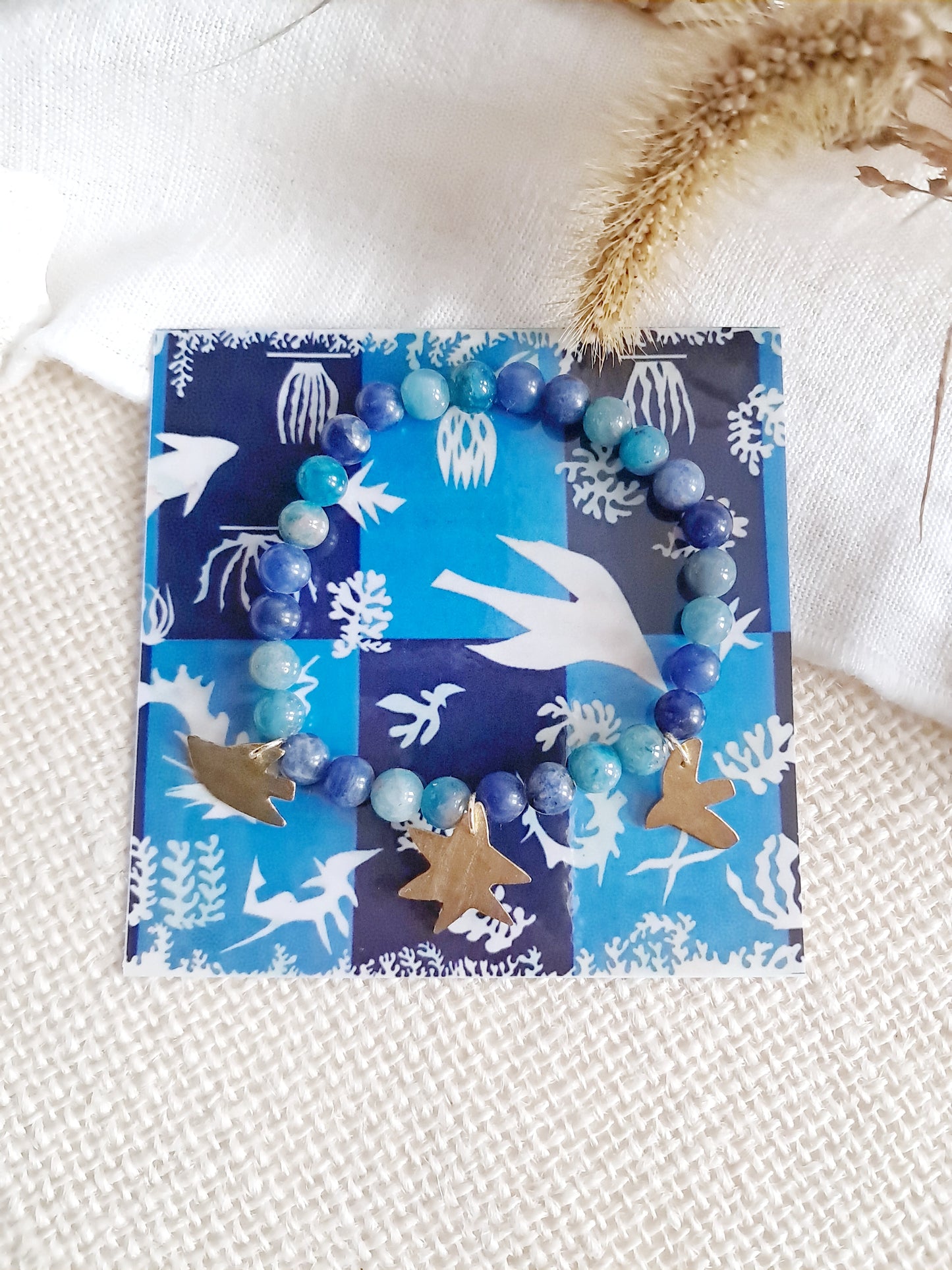 Bracelet Matisse en laiton, apatite et sodalite