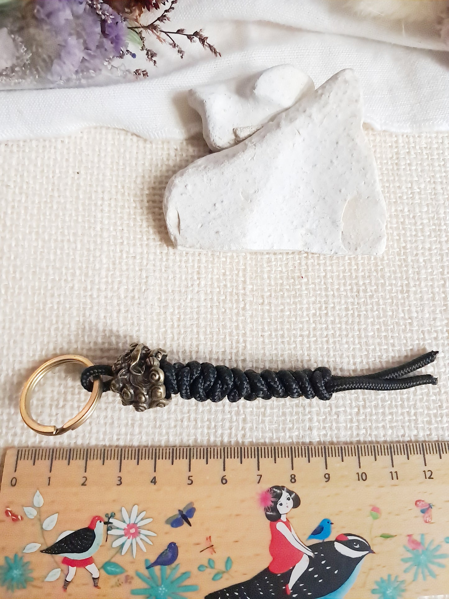 Porte-clés lion chinois en laiton