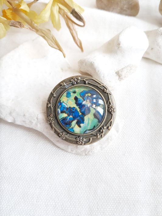 Broche cabochon "Iris" de Van Gogh