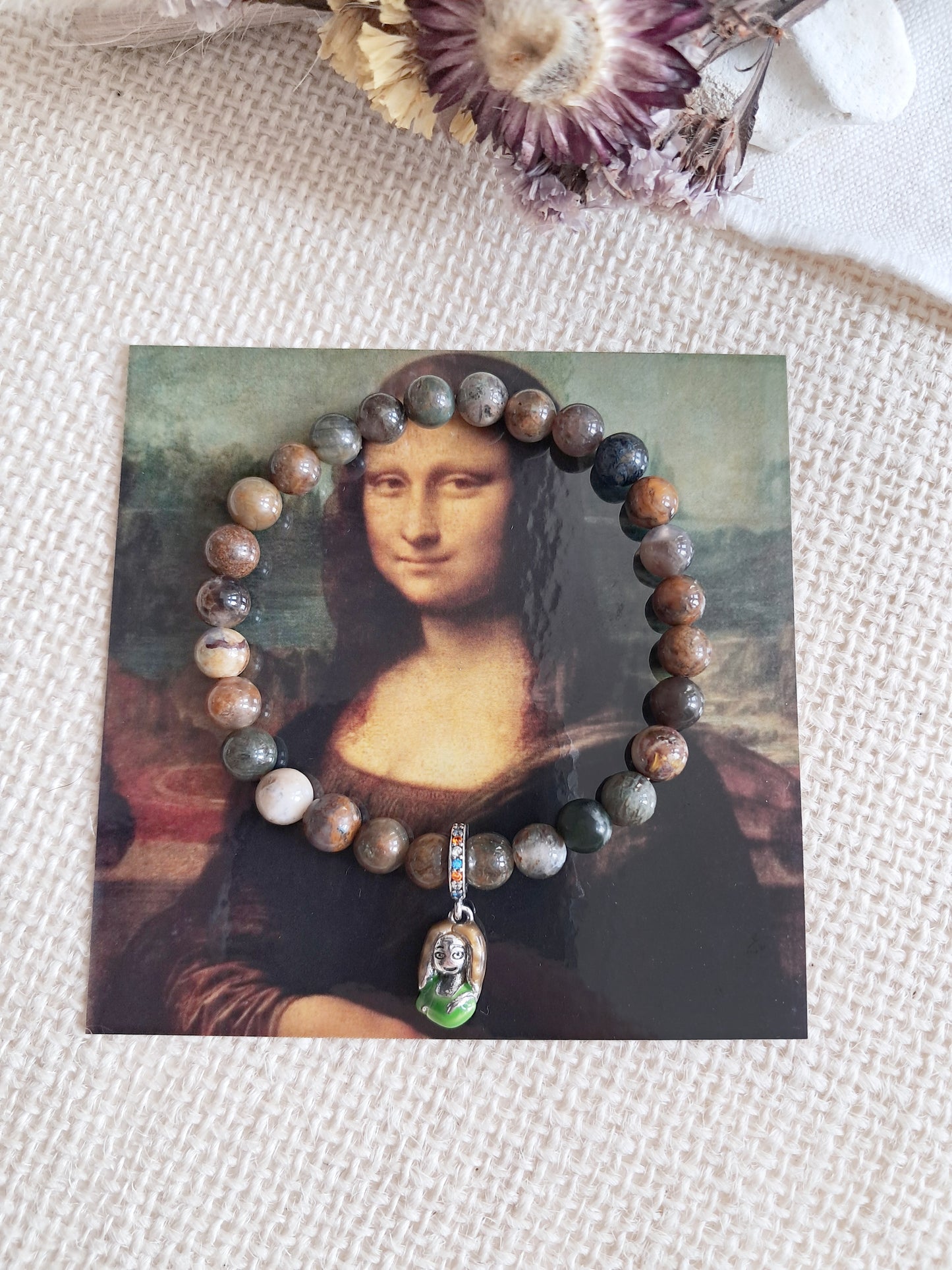 Bracelet breloque inspiré de "La Joconde" de Léonard de Vinci