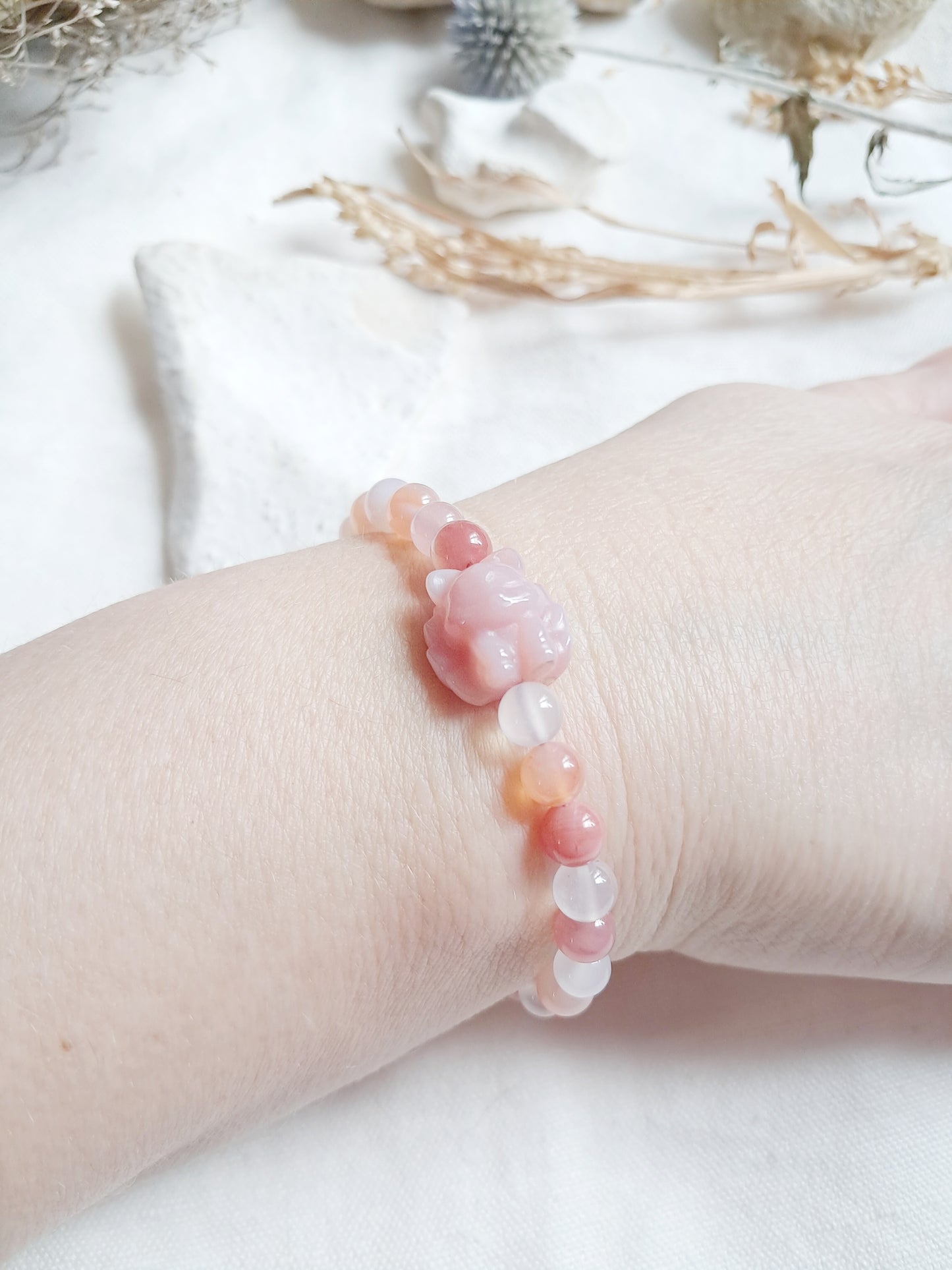 Bracelet renard à neuf queues en agate sel