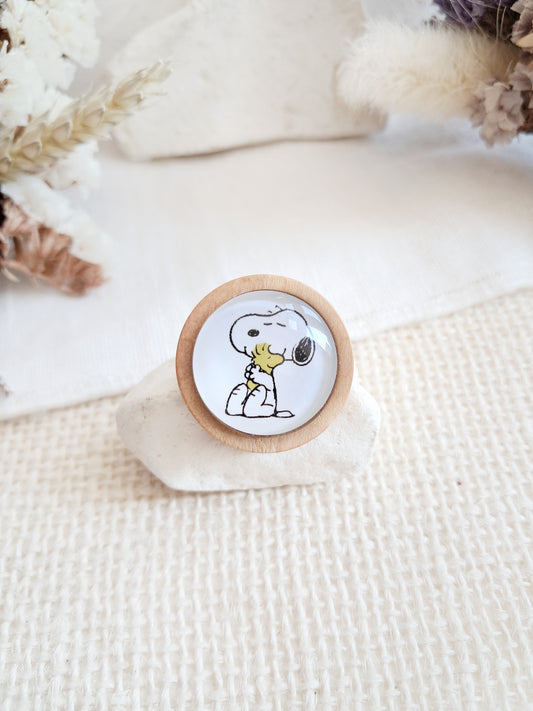 Broche cabochon Snoopy et Woodstock 