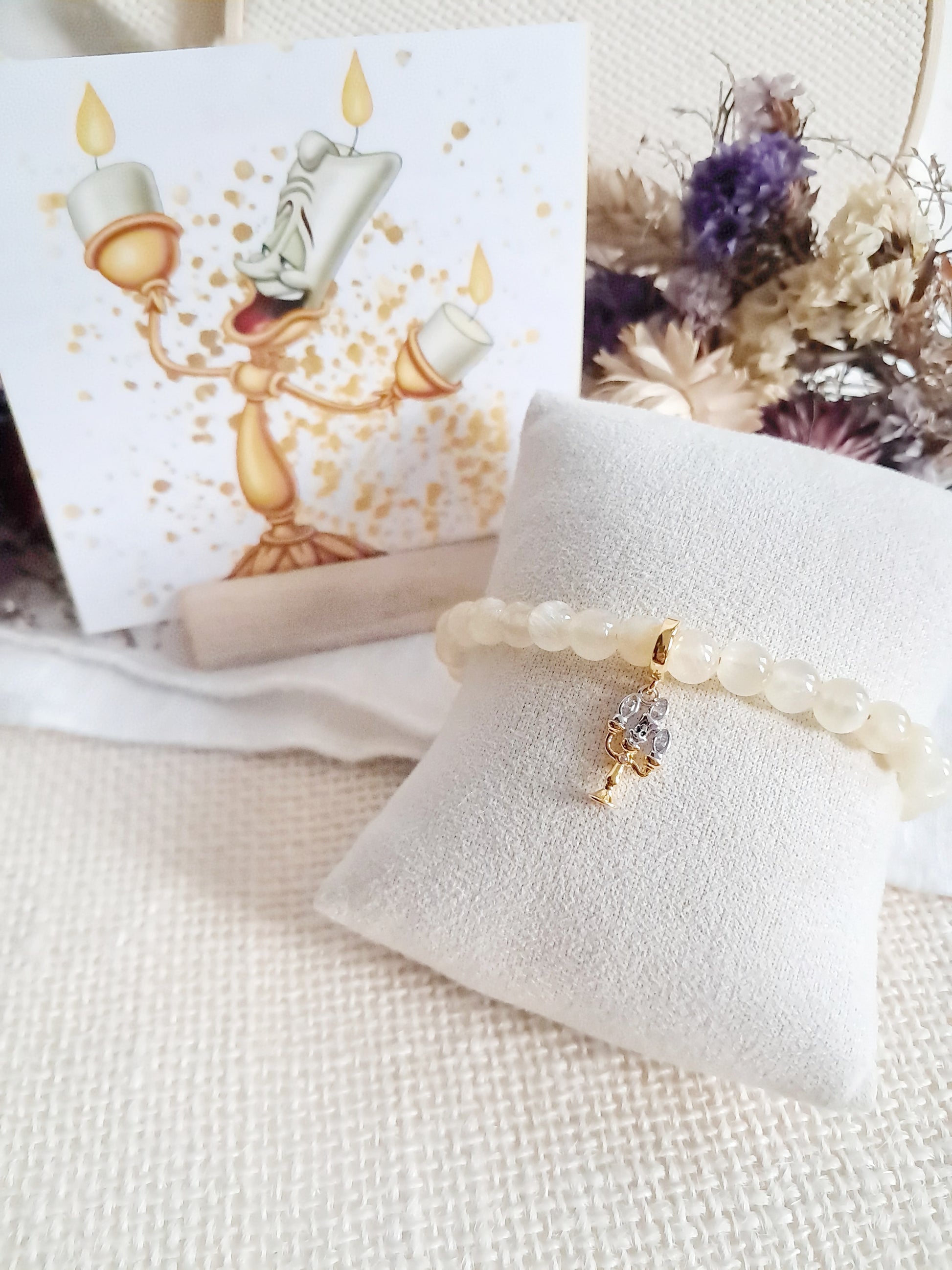 Bracelet Disney Lumière de la belle et la bête avec sa breloque en argent 925