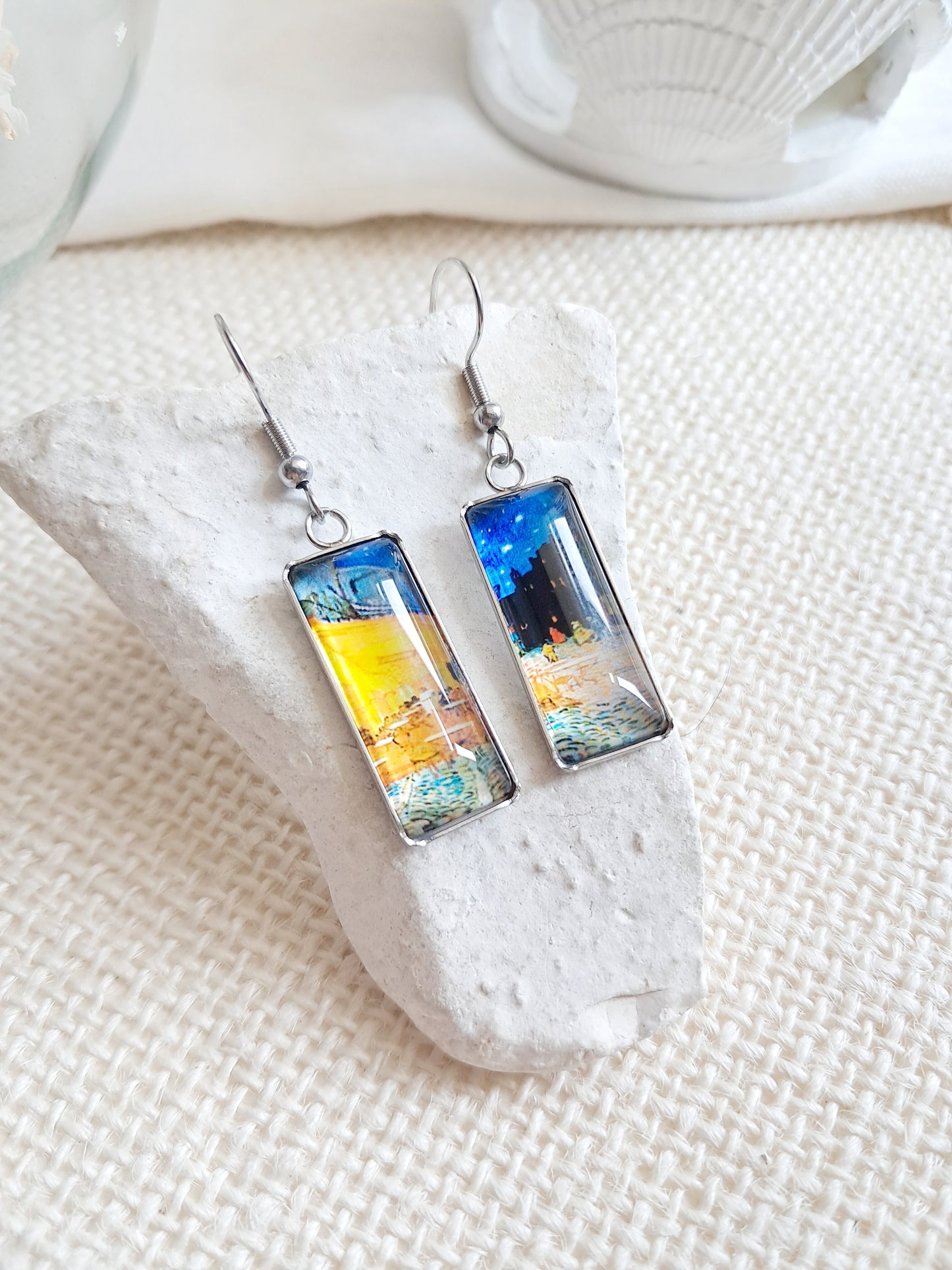 Boucles d'oreilles "Terrasse du café le soir" de Van Gogh
