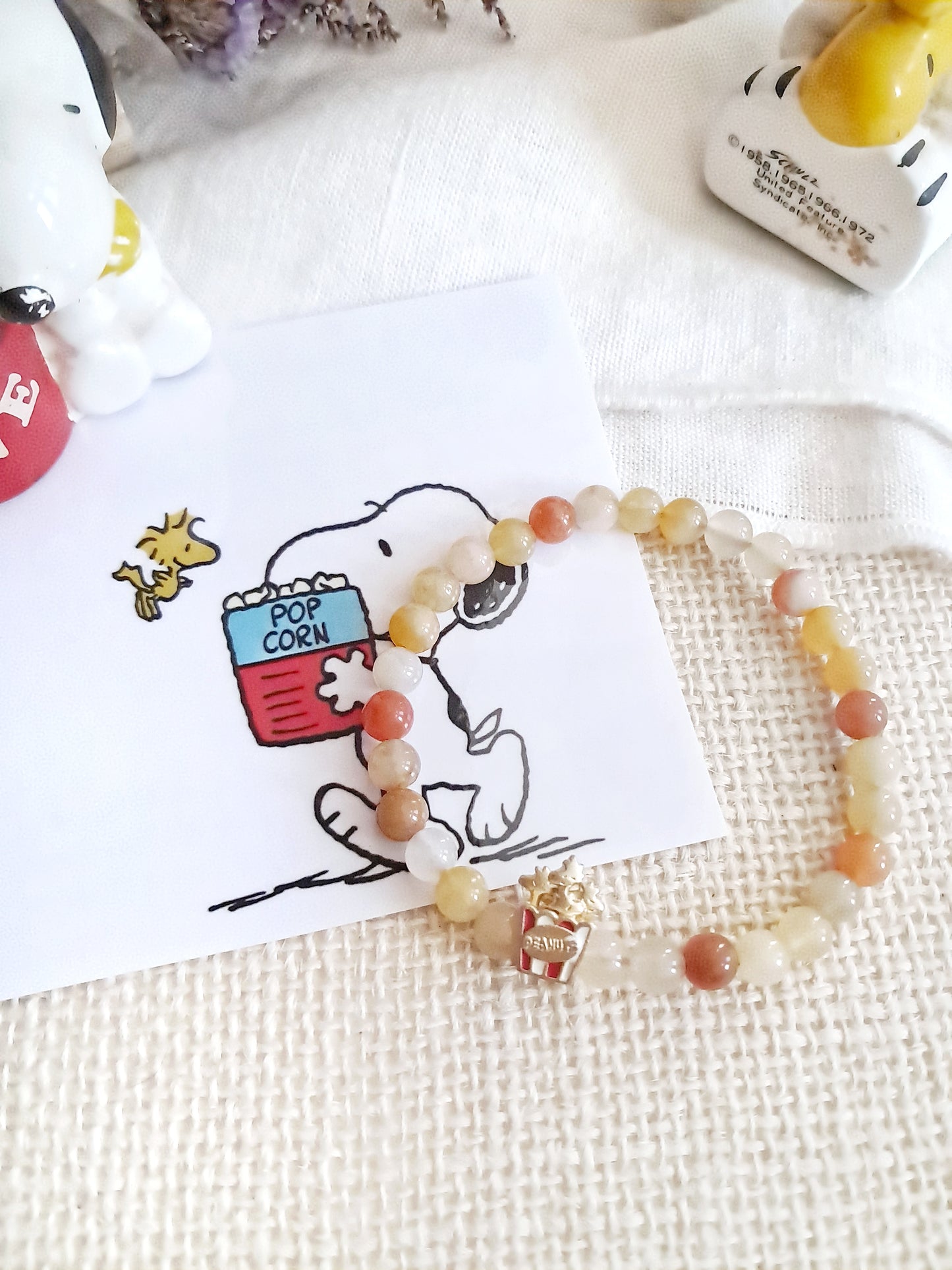 Bracelet pop corn Woodstock avec sa breloque en argent 925