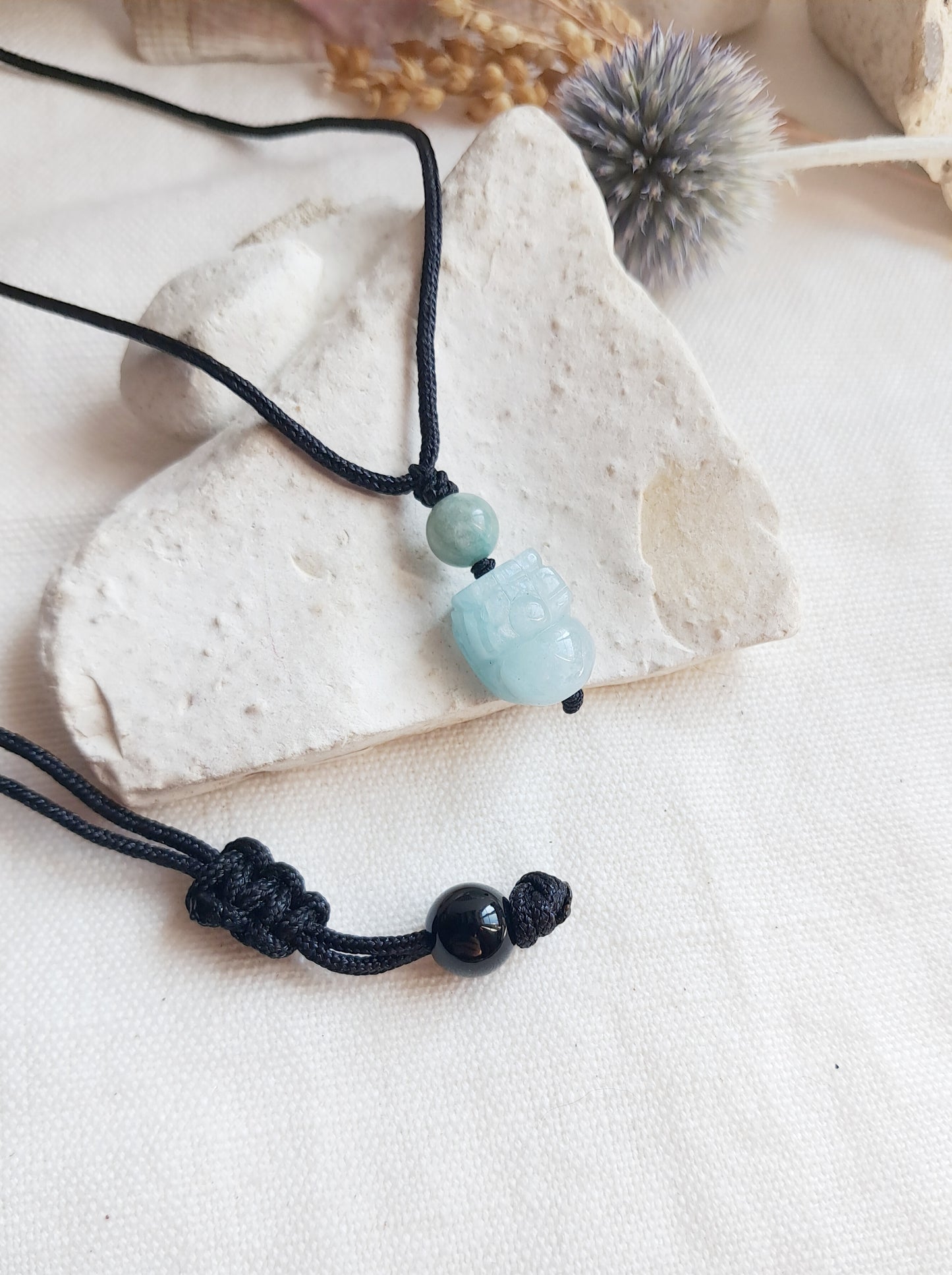 Collier pixiu en aigue-marine