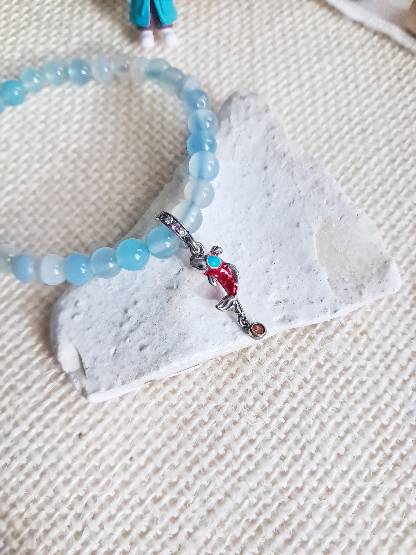 Bracelet du Gong du temple de Bomunsa (보문사) avec sa breloque poisson en argent 925