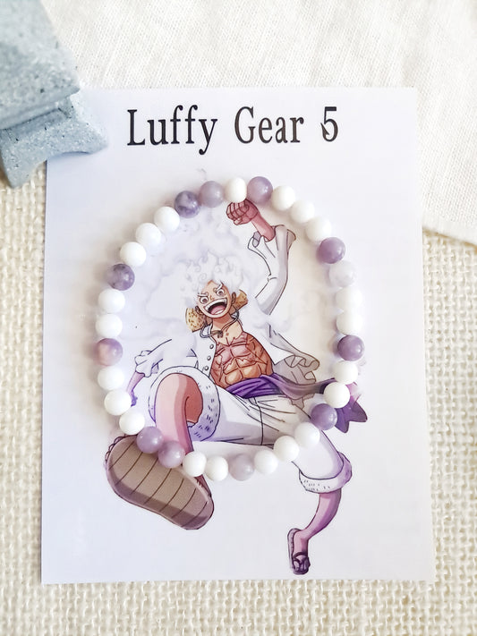 Bracelet Luffy Gear 5 en lépidolite