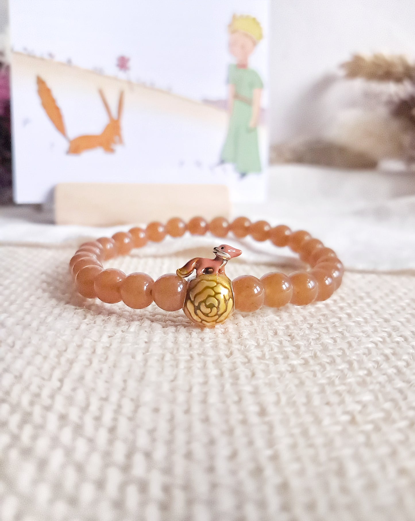 Bracelet renard de l'oeuvre "Le petit prince" avec sa breloque